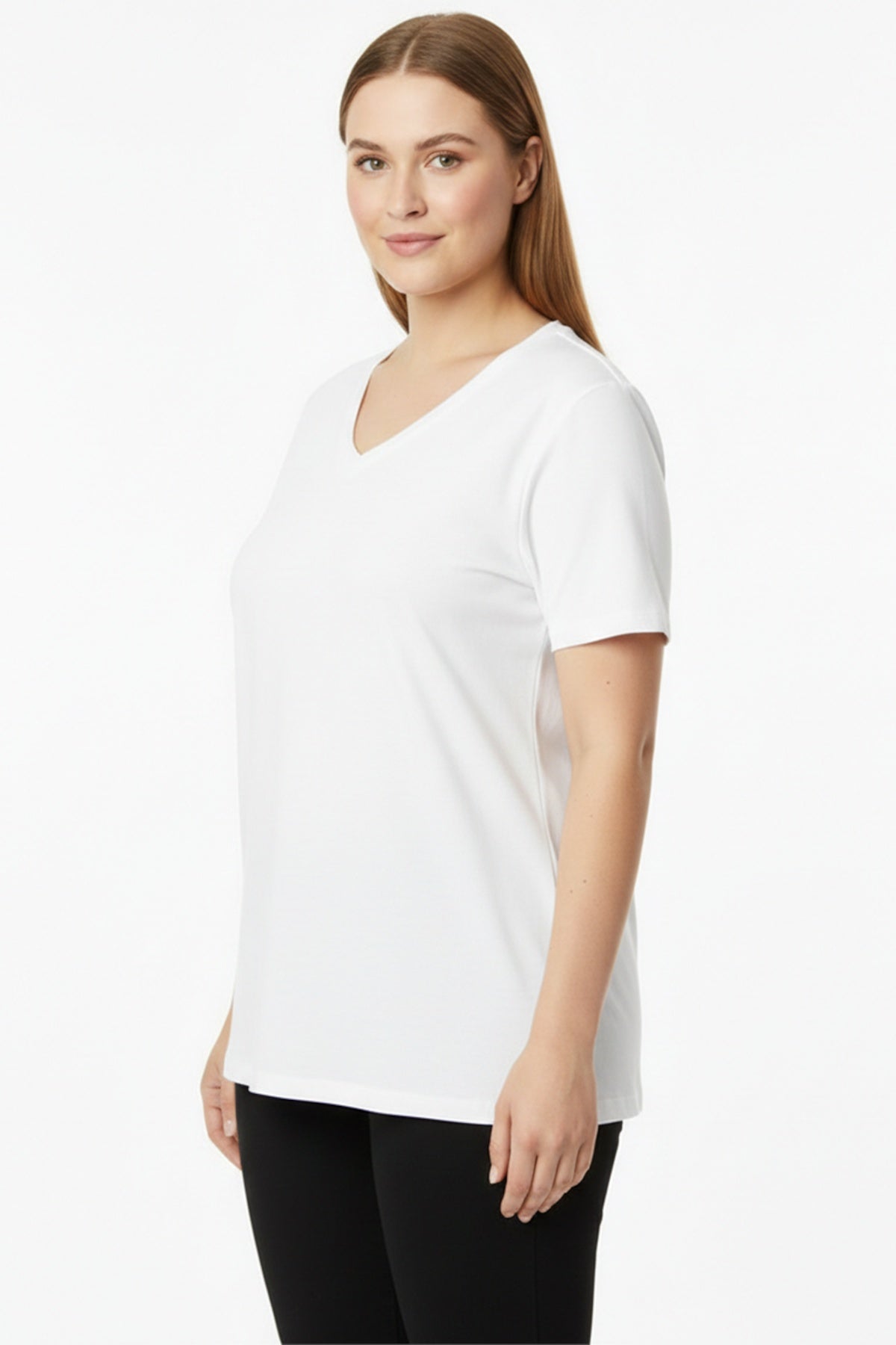 Oversized V - Neck T - Shirt — White