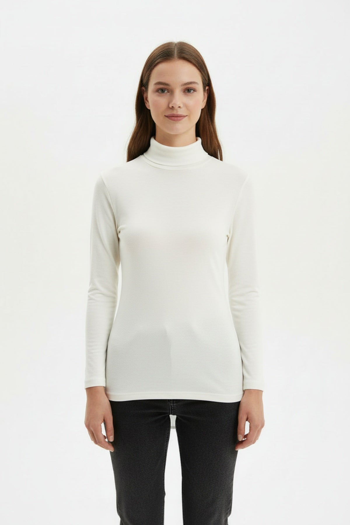 Sheer Turtleneck Blouse — Off - White
