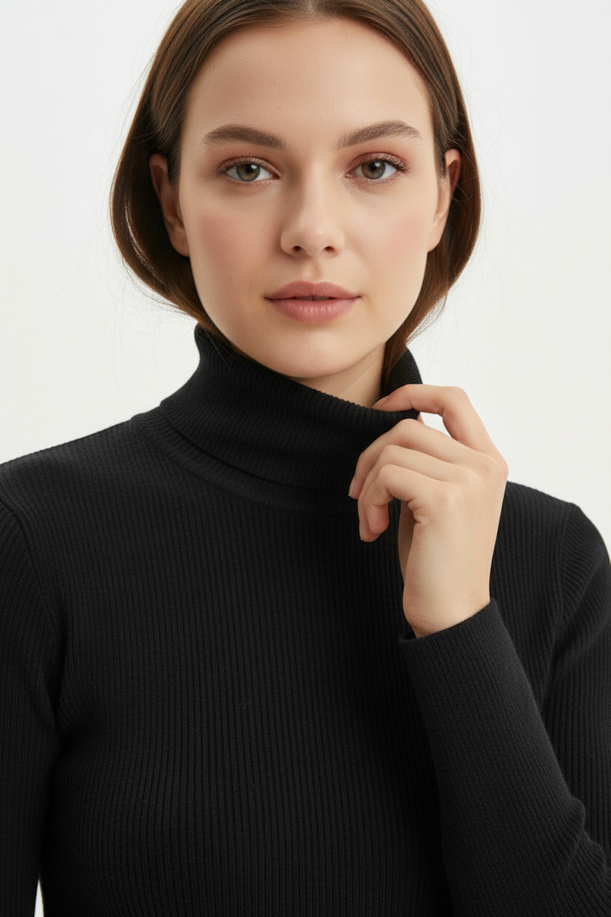 Transparente Rollkragenbluse — Schwarz