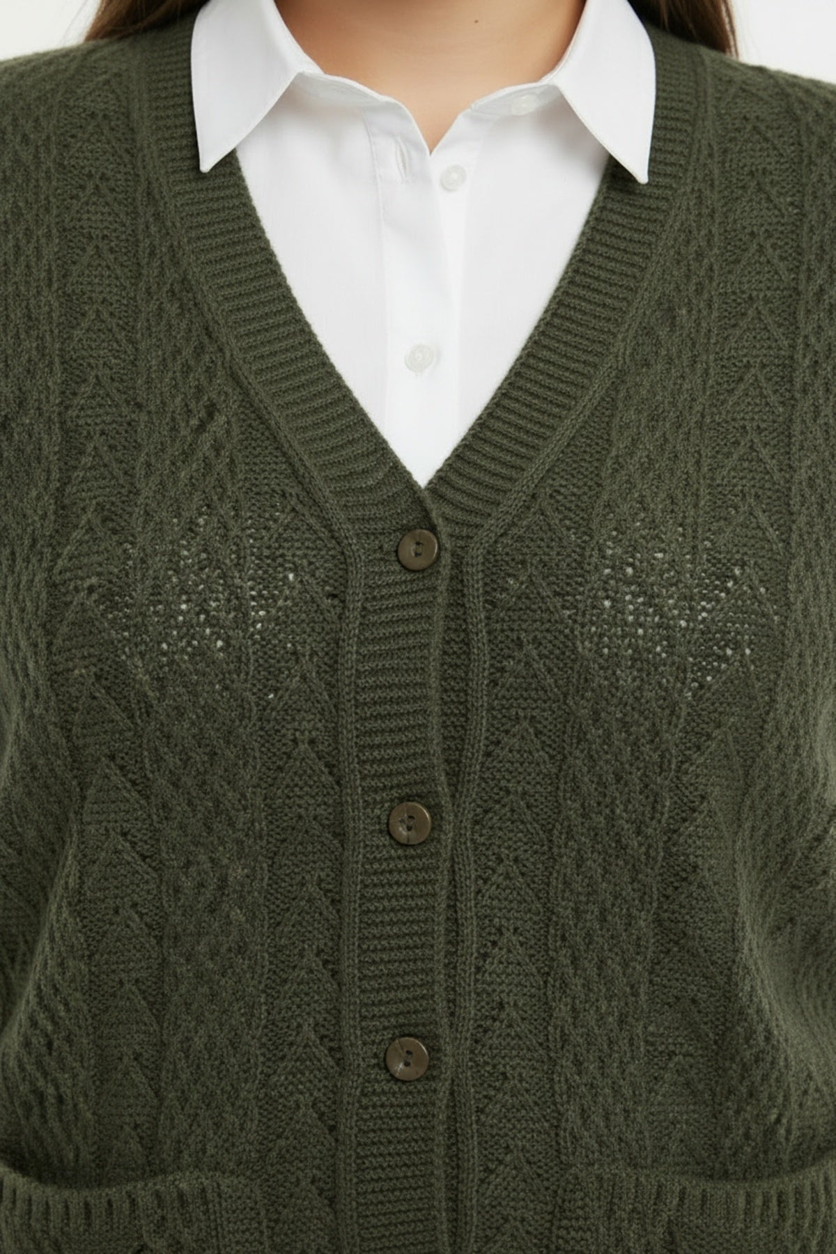 Plus - Size Knit Vest — Khaki