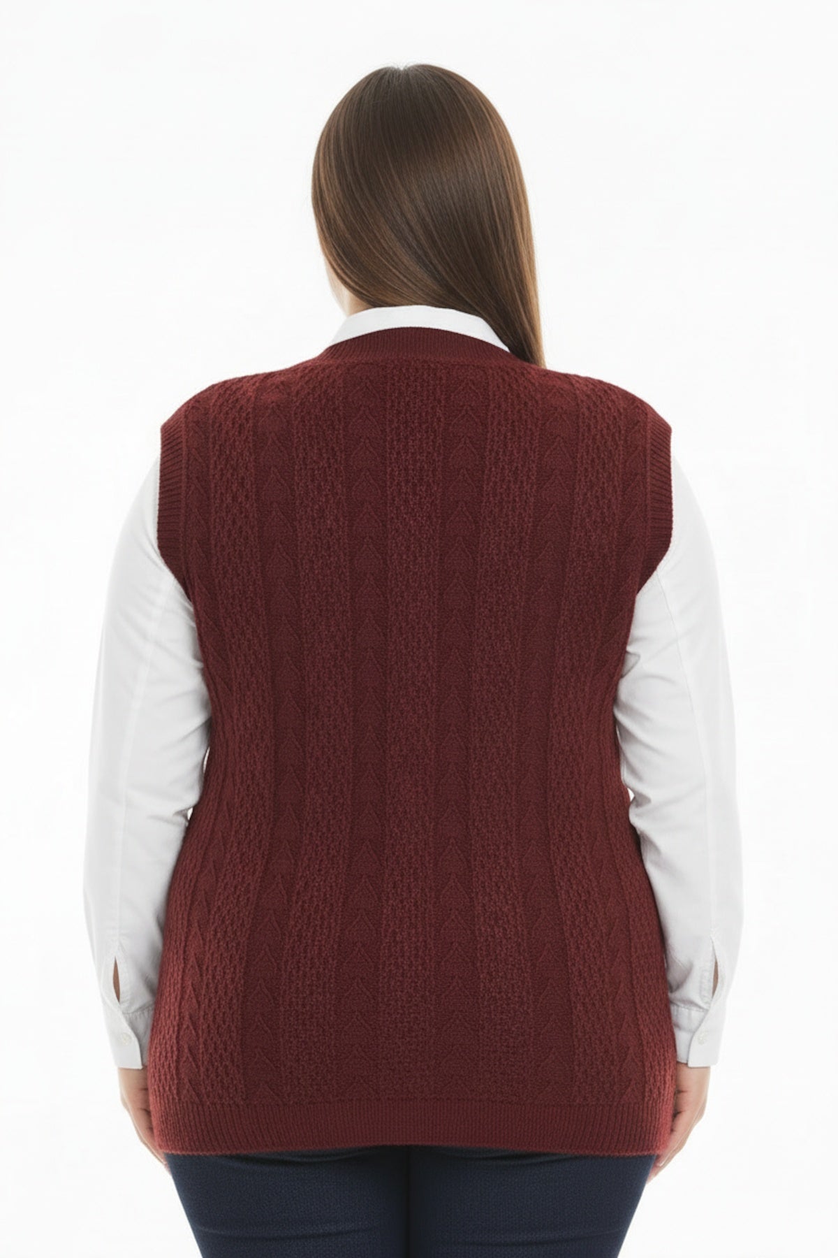Strickweste in großen Größen — Burgund