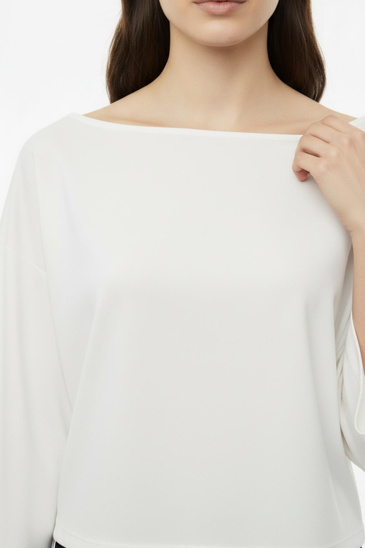 Dropped - Shoulder Wide - Fit Blouse — Off - White