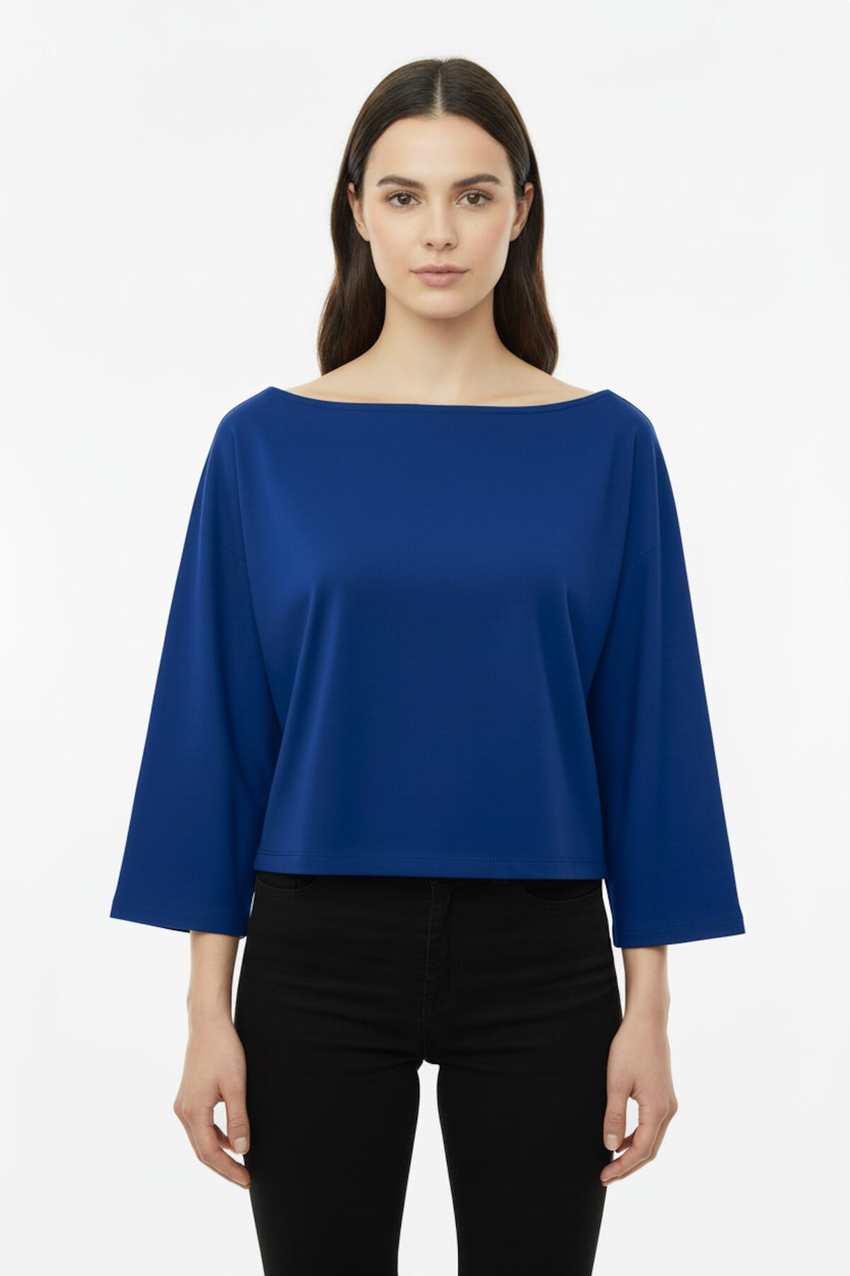 Dropped - Shoulder Wide - Fit Blouse — Navy