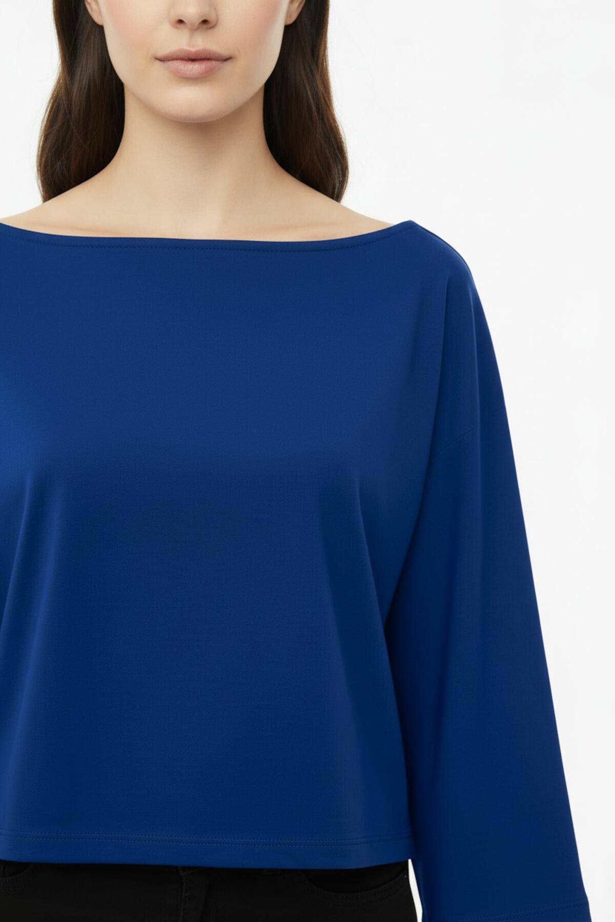 Dropped - Shoulder Wide - Fit Blouse — Navy
