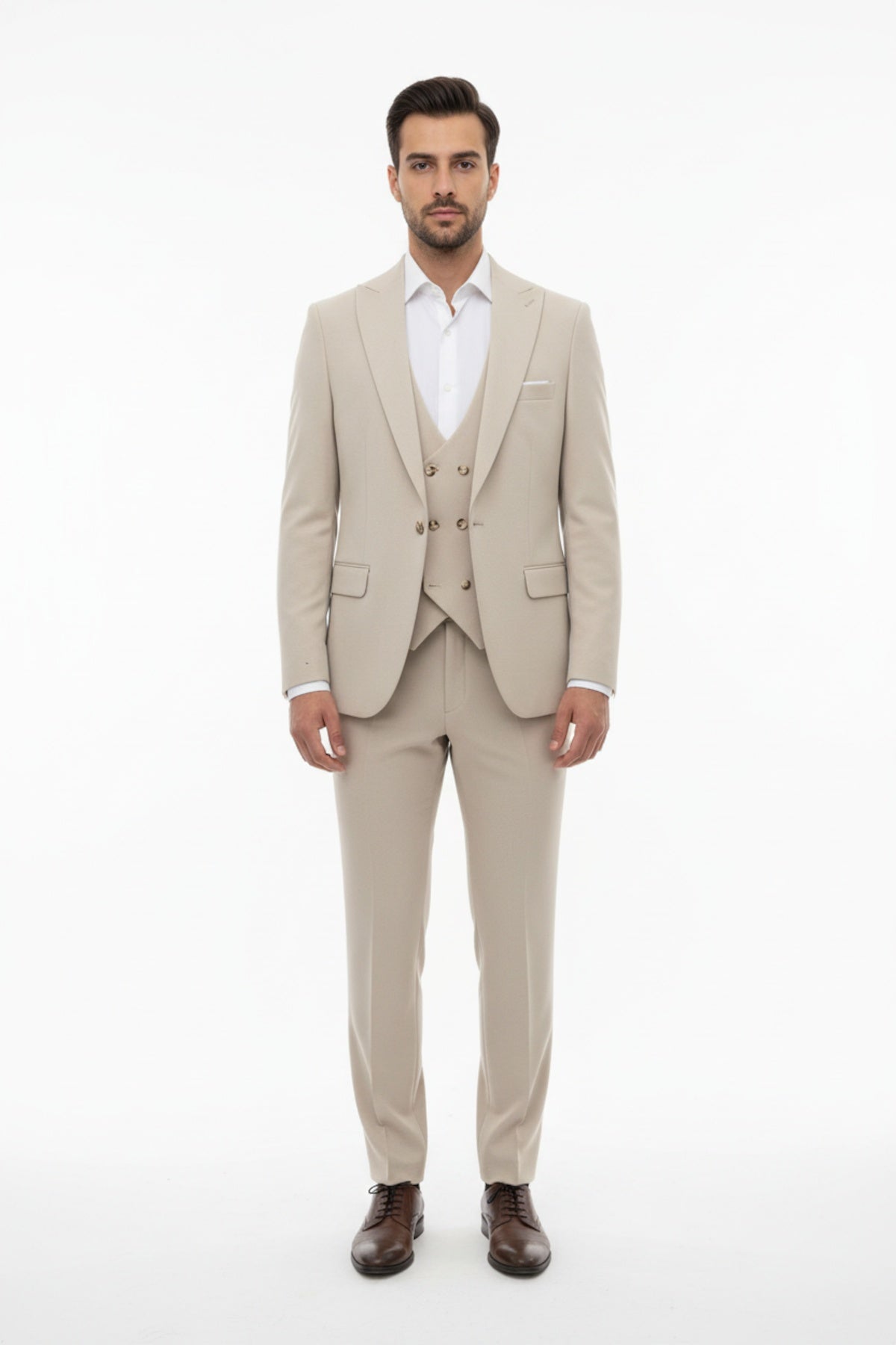 Petek Men's Three‑Piece Suit — Beige