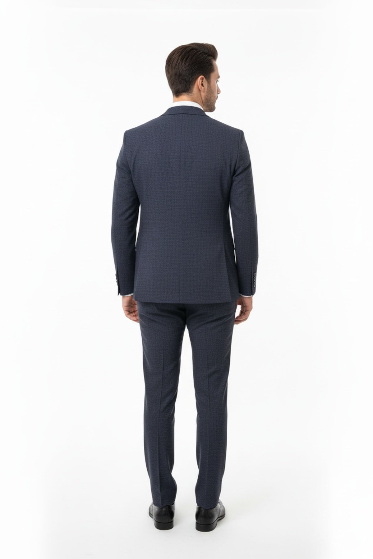 Zegna Driedelig Pak met Spikkels — Marineblauw