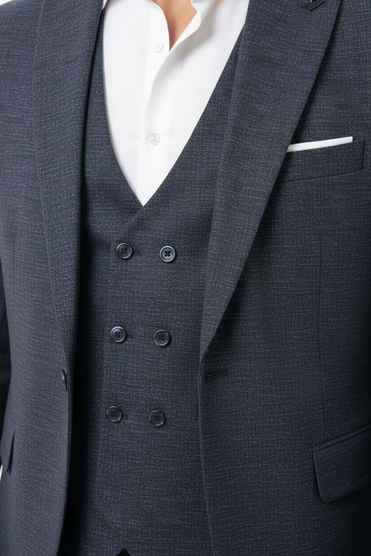 Zegna Driedelig Pak met Spikkels — Marineblauw