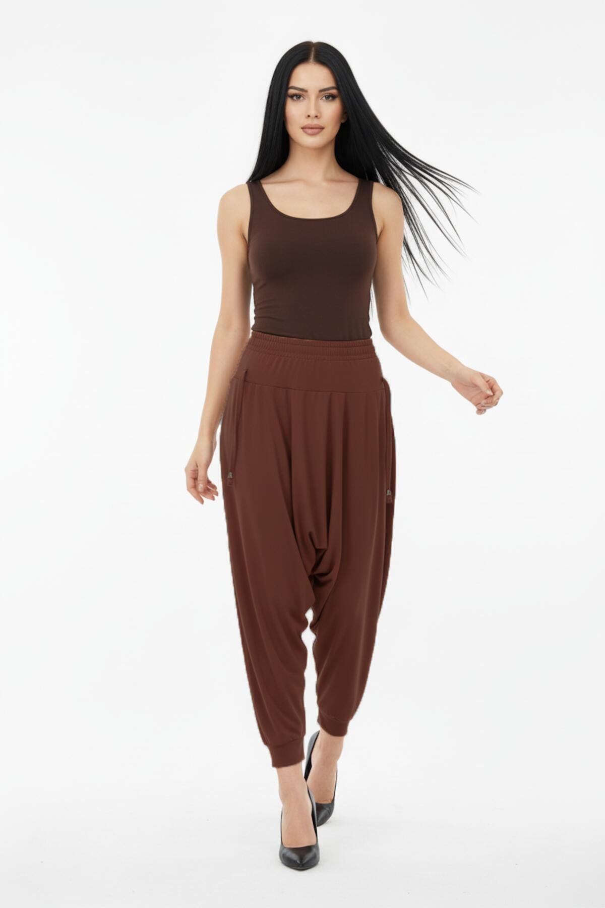 Plus - Size Sandy Trousers — Cognac