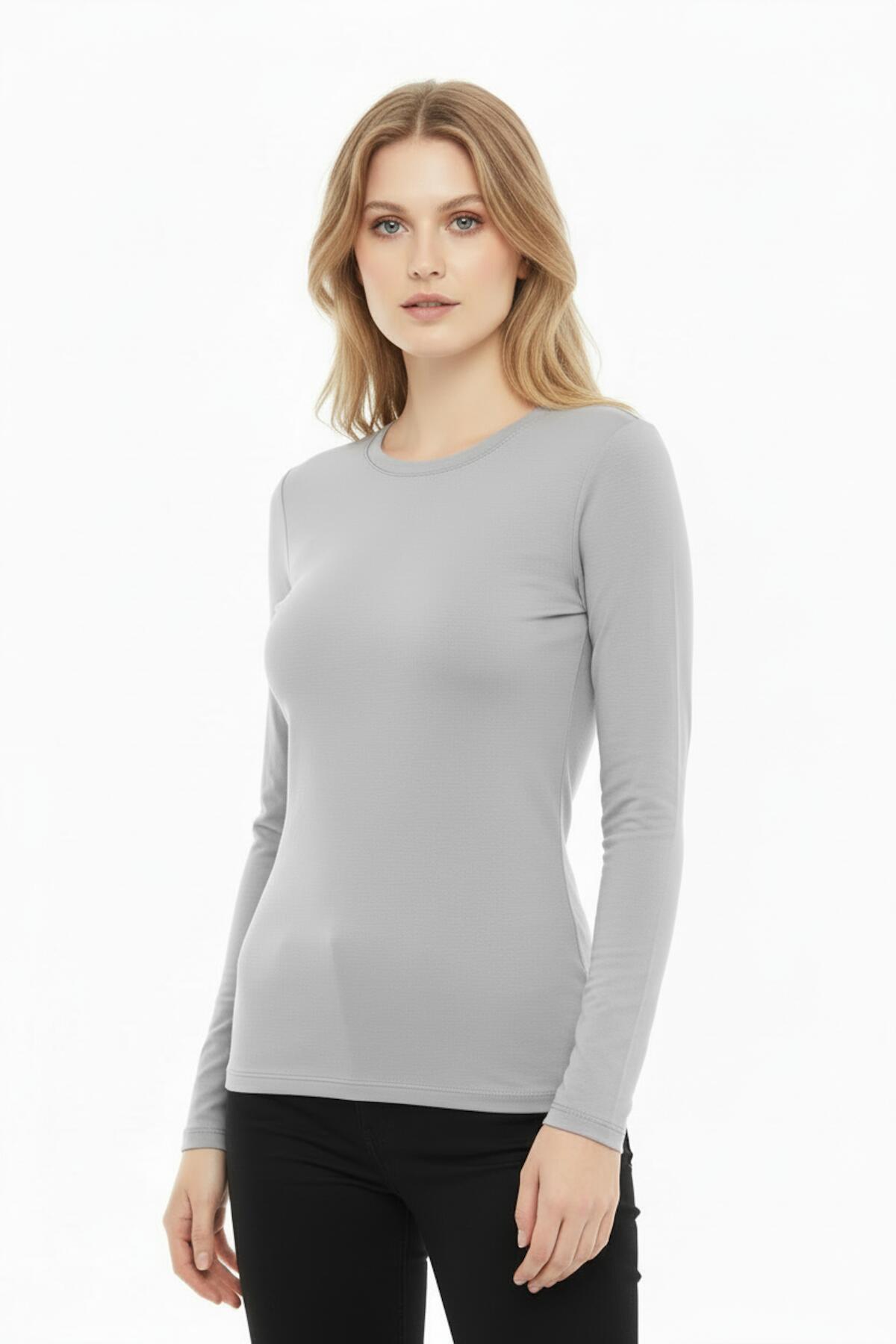Blouse à col rond — Gris