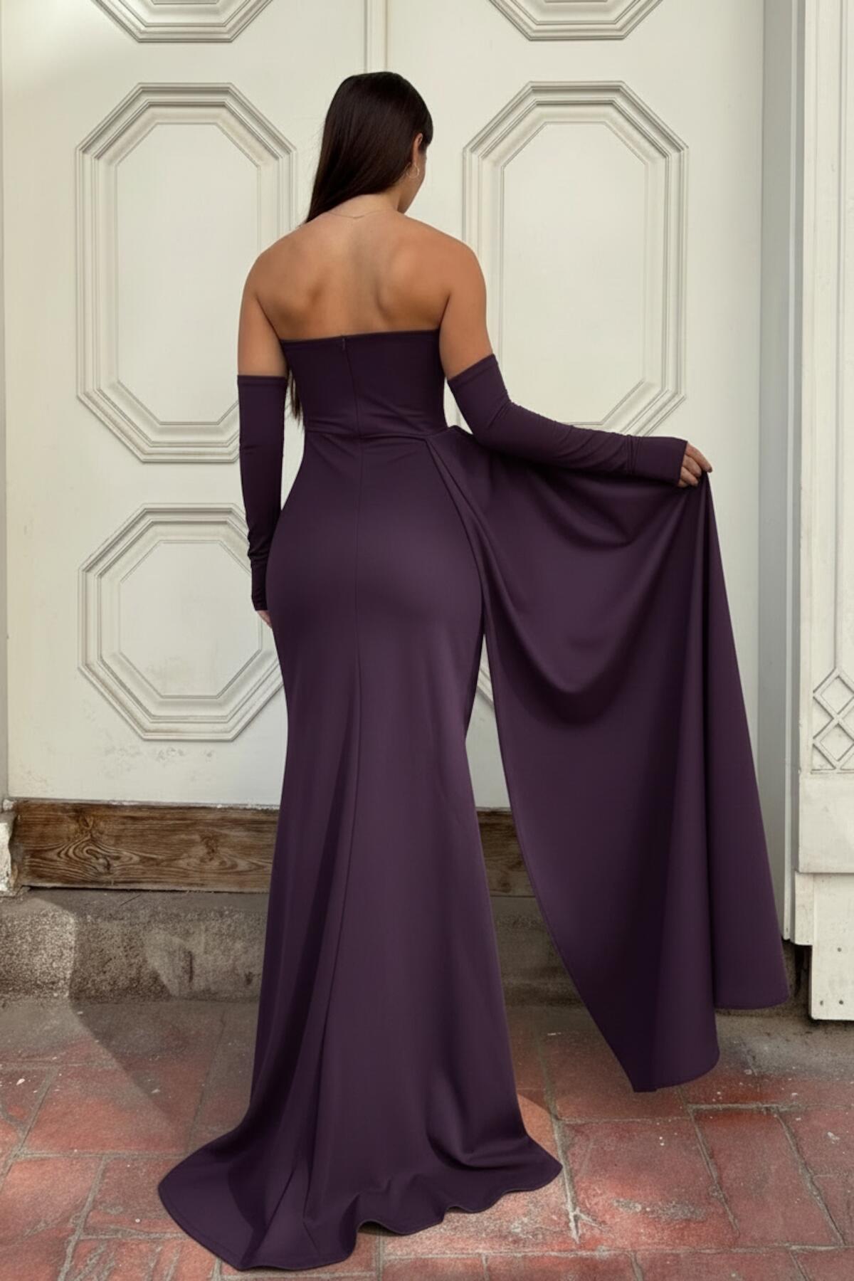 Lila Crêpe-Abendkleid