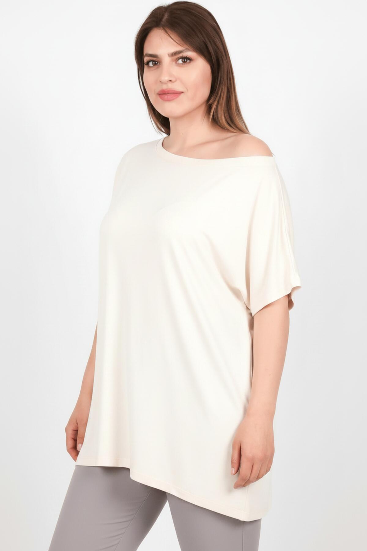 Plus - Size Off - White Dropped - Shoulder Blouse