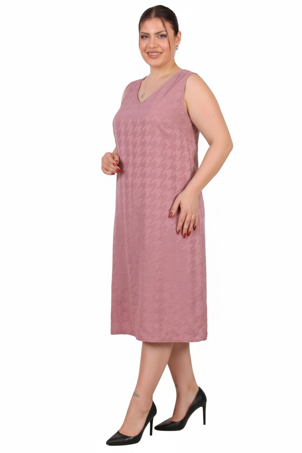 Powder Pink Viscose Dress With Cross‑Back Detail, Plus Size