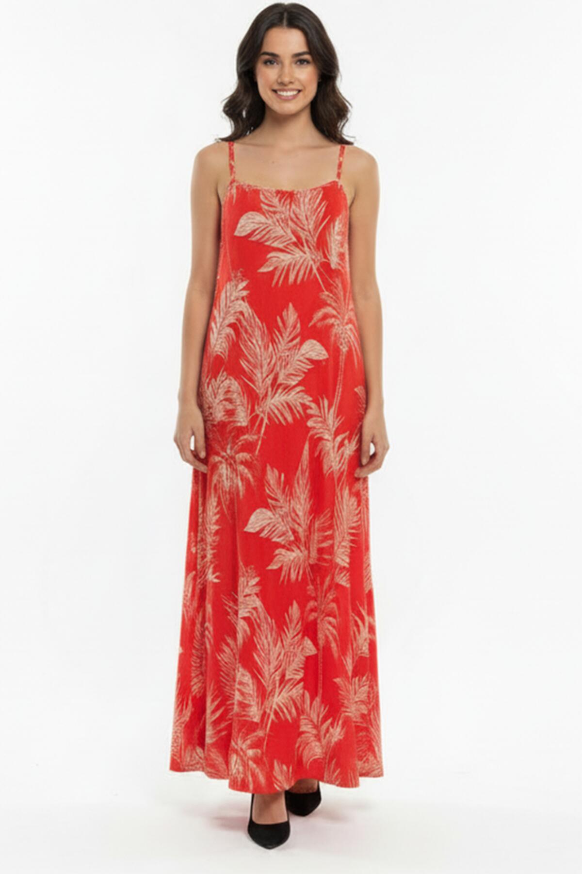 Patterned Spaghetti - Strap Dress