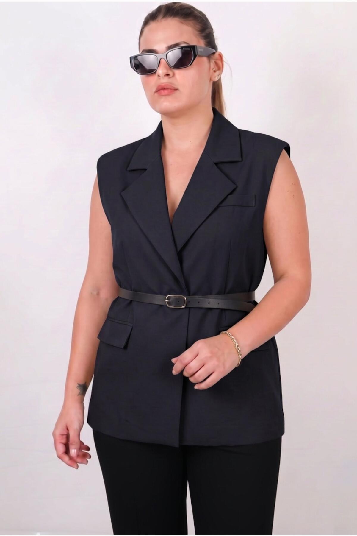 Navy Belted Vest