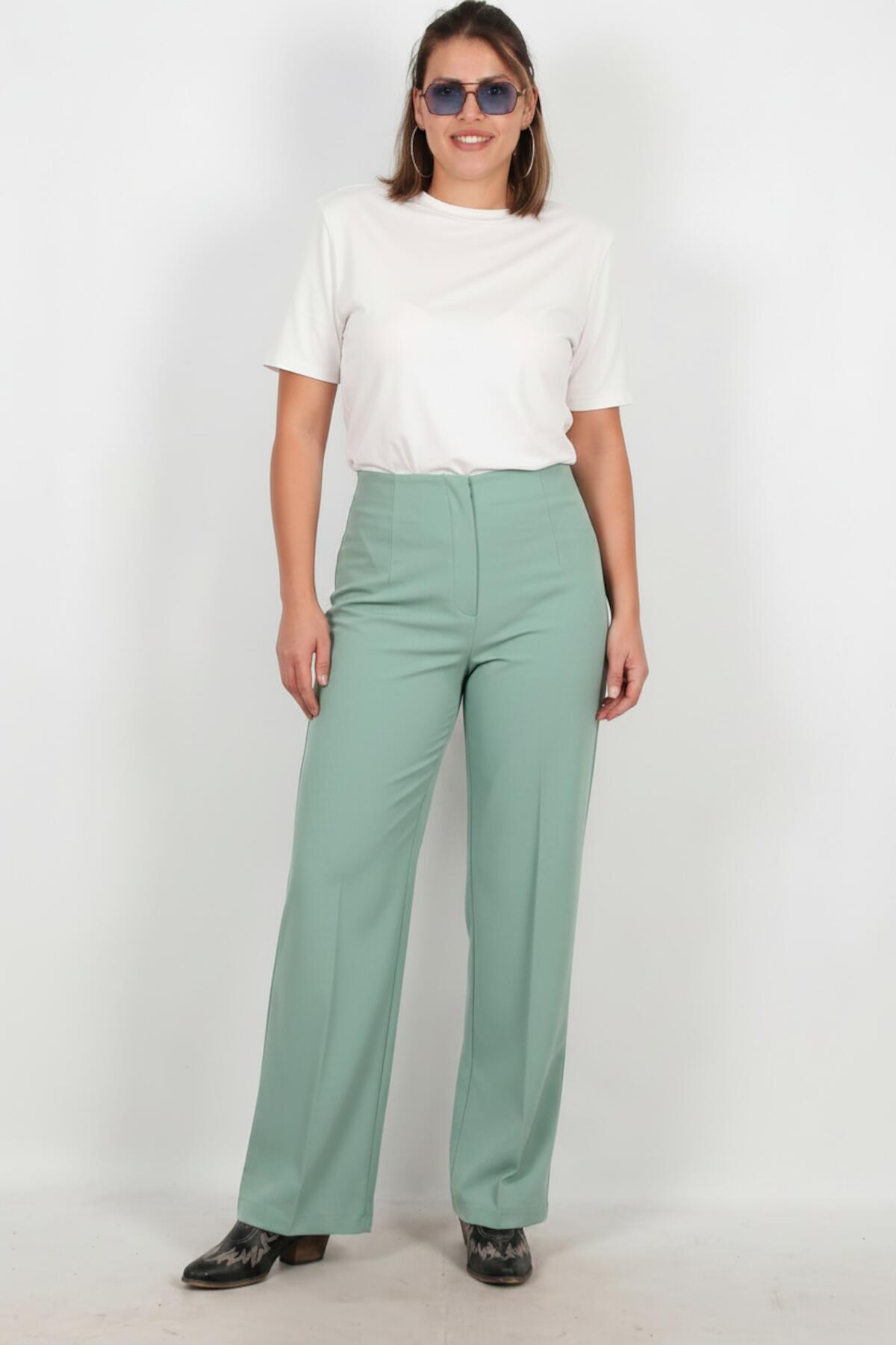 Plus - Size Wide - Leg Trousers — Mint