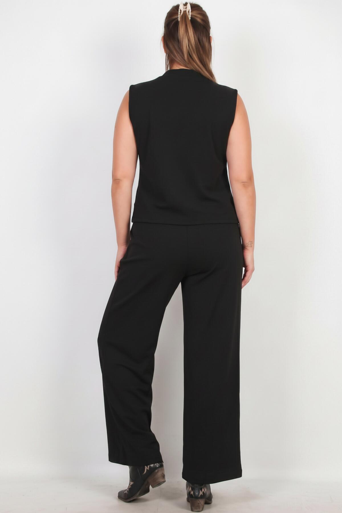 Black Tailored Vest Set — Plus Size