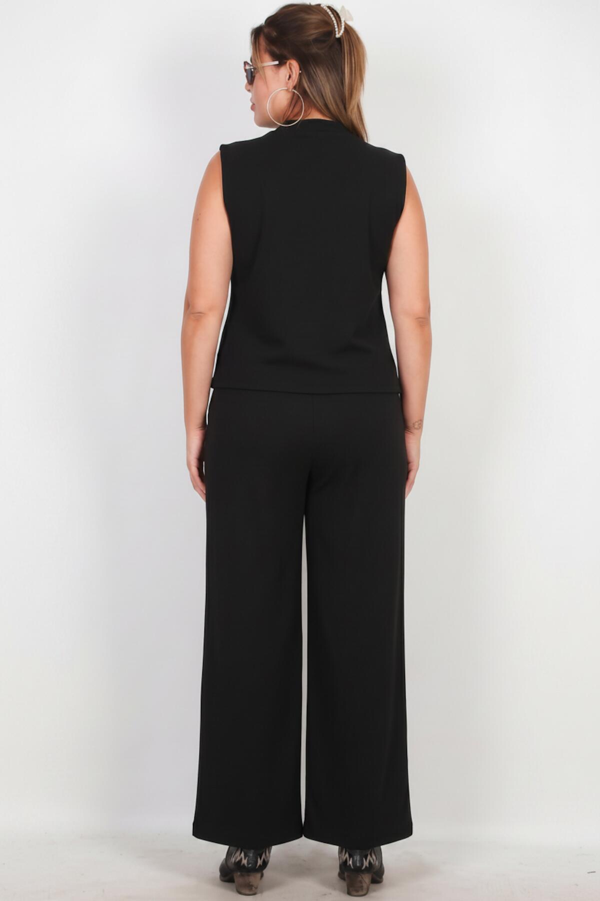 Black Tailored Vest Set — Plus Size