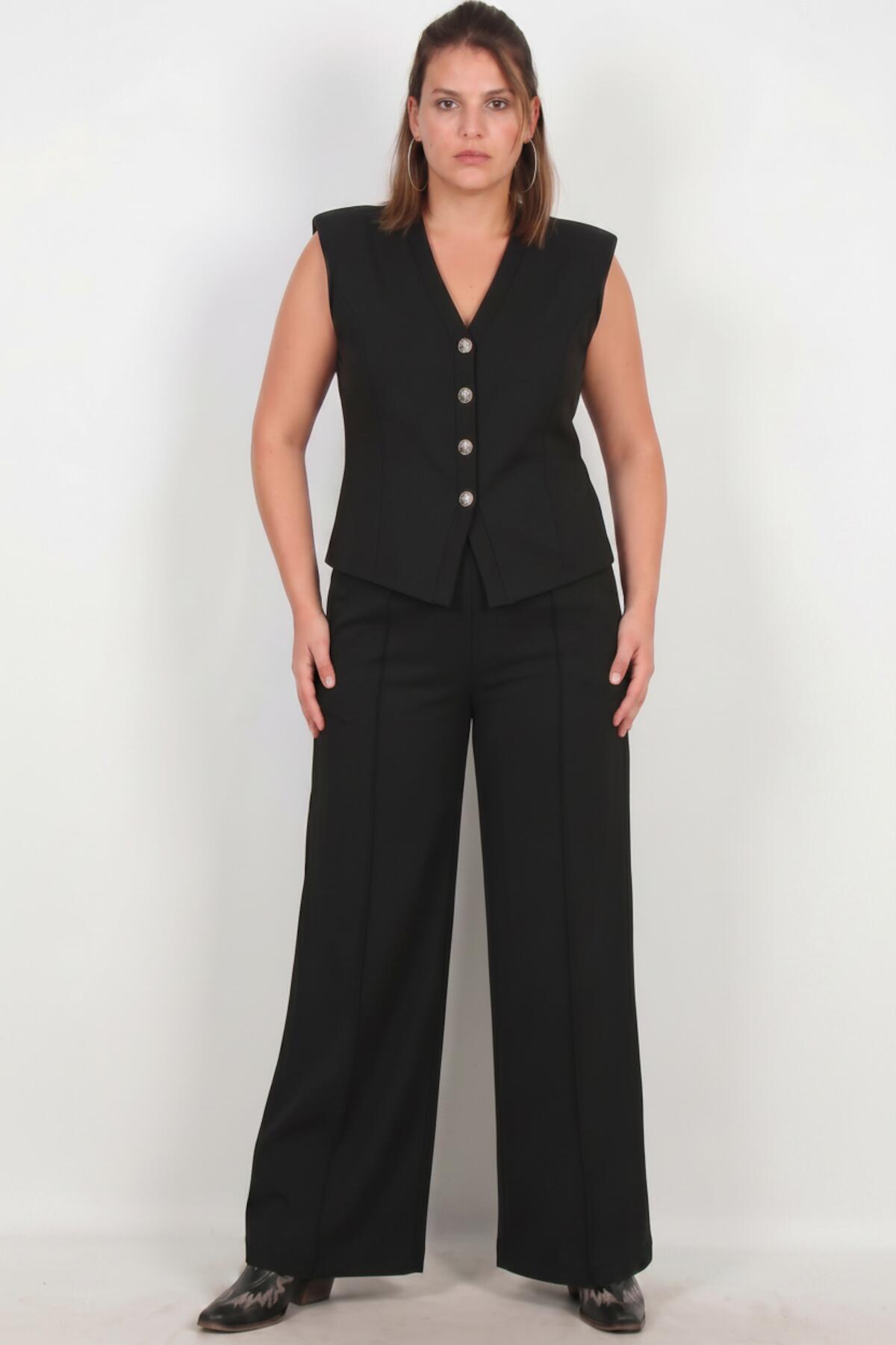 Black Tailored Vest Set — Plus Size