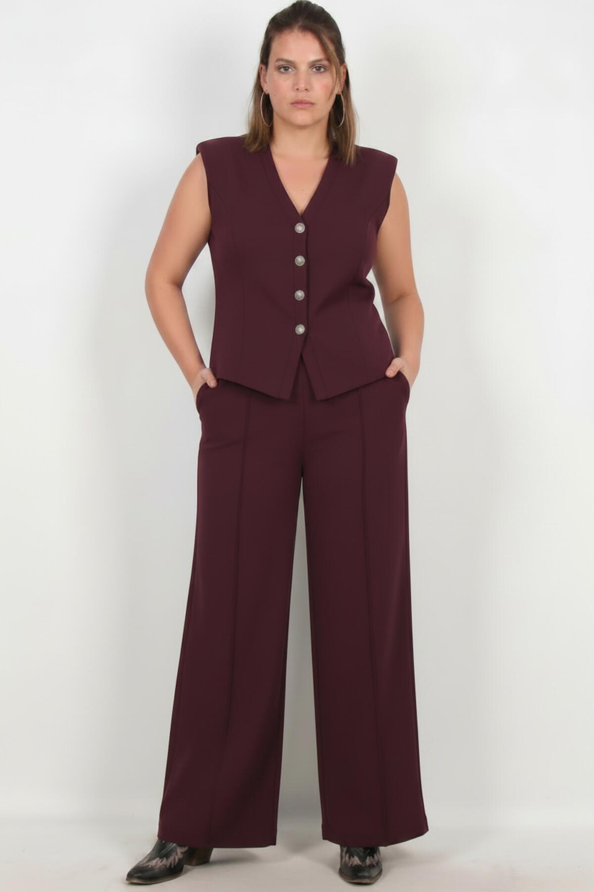 Burgundy Vest Set — Plus Size