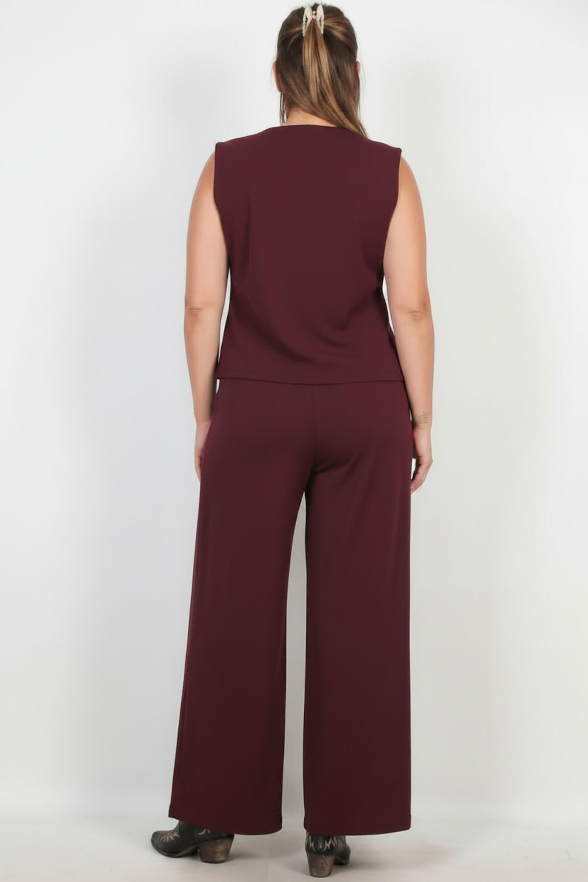 Burgundy Vest Set — Plus Size