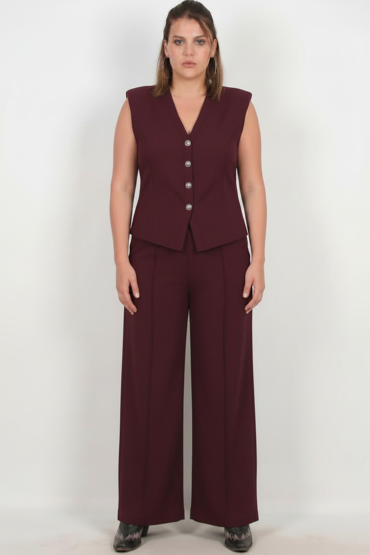Burgundy Vest Set — Plus Size
