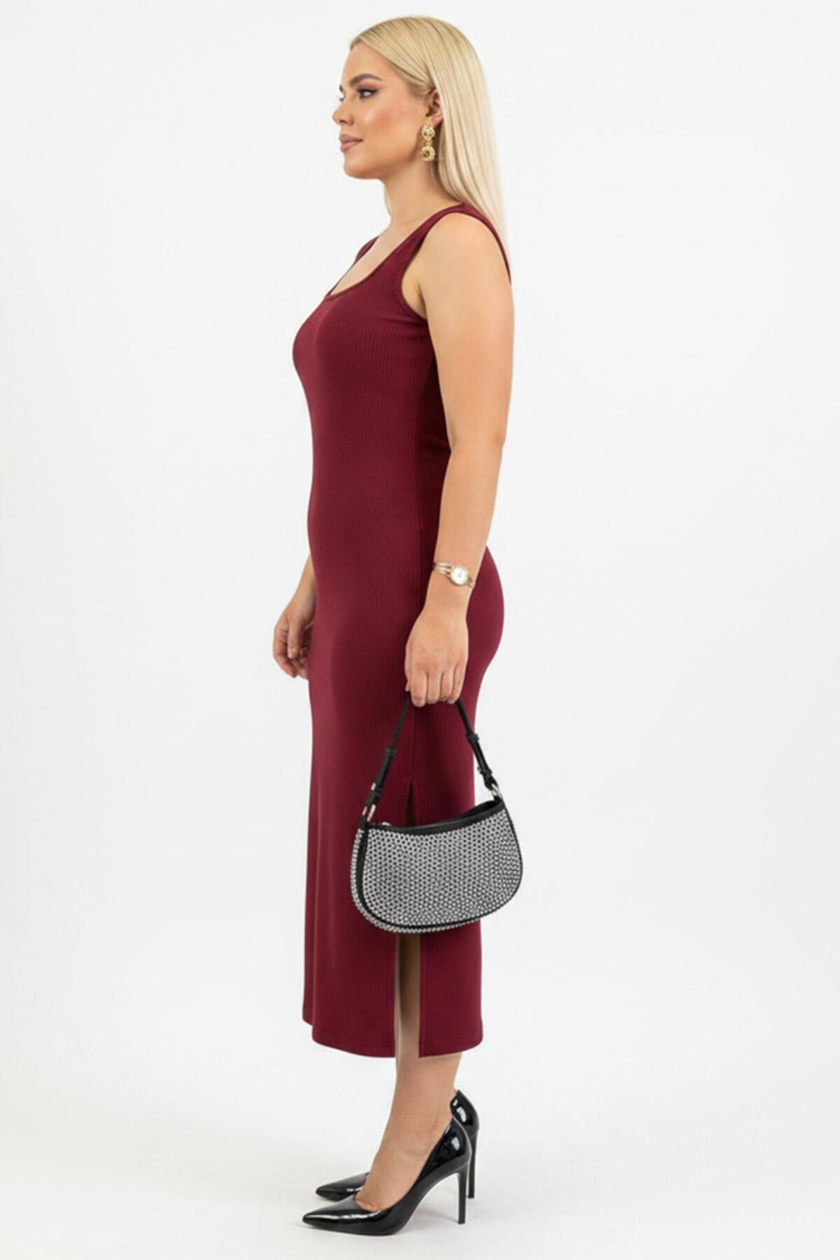 Plus - Size Sleeveless Square - Neck Dress - Burgundy