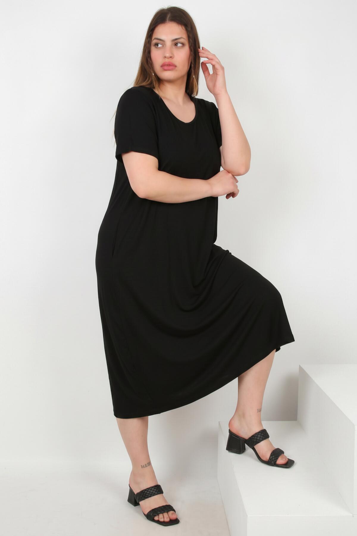 Oversized Jurk Met Steekzakken — Zwart