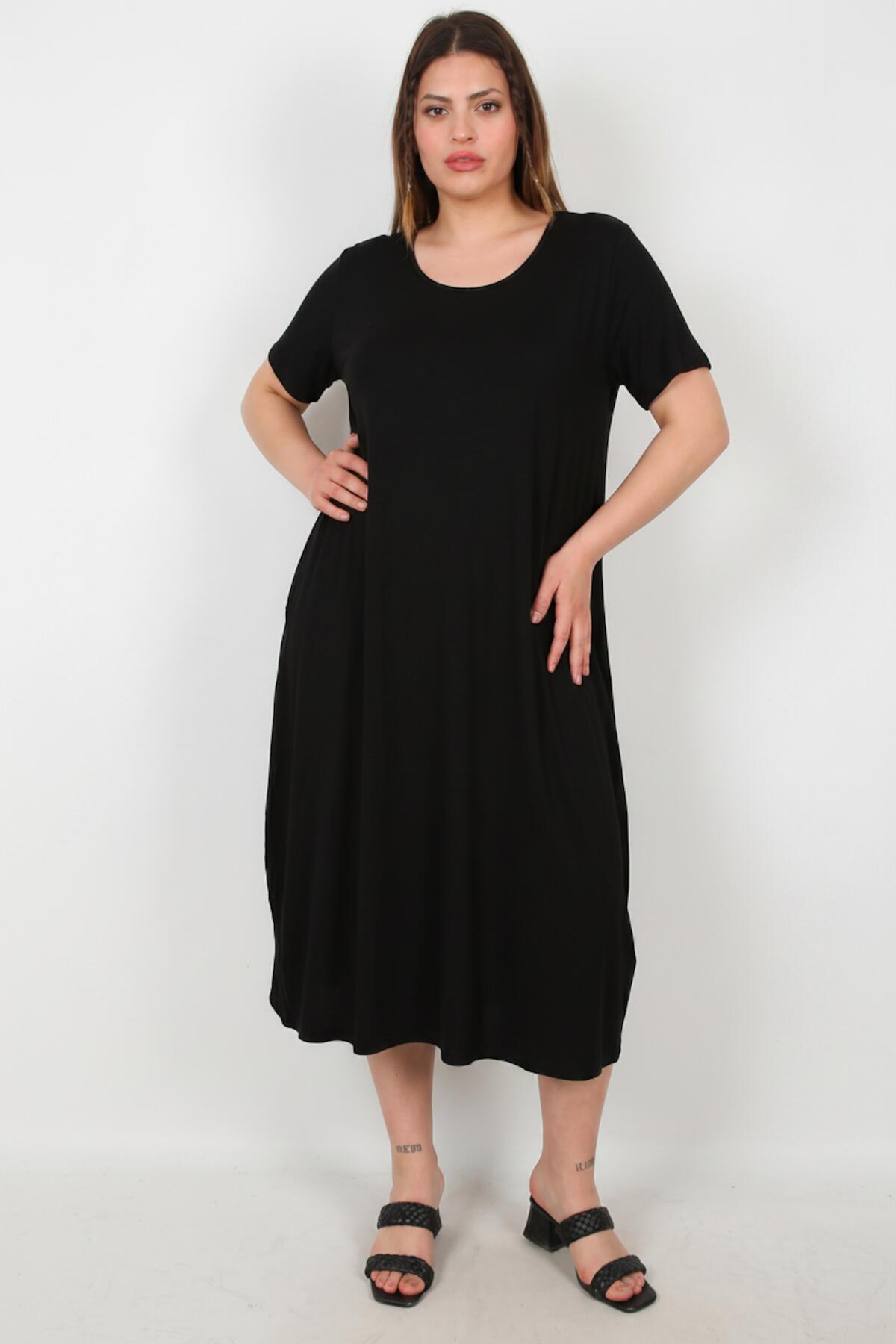 Oversized Jurk Met Steekzakken — Zwart