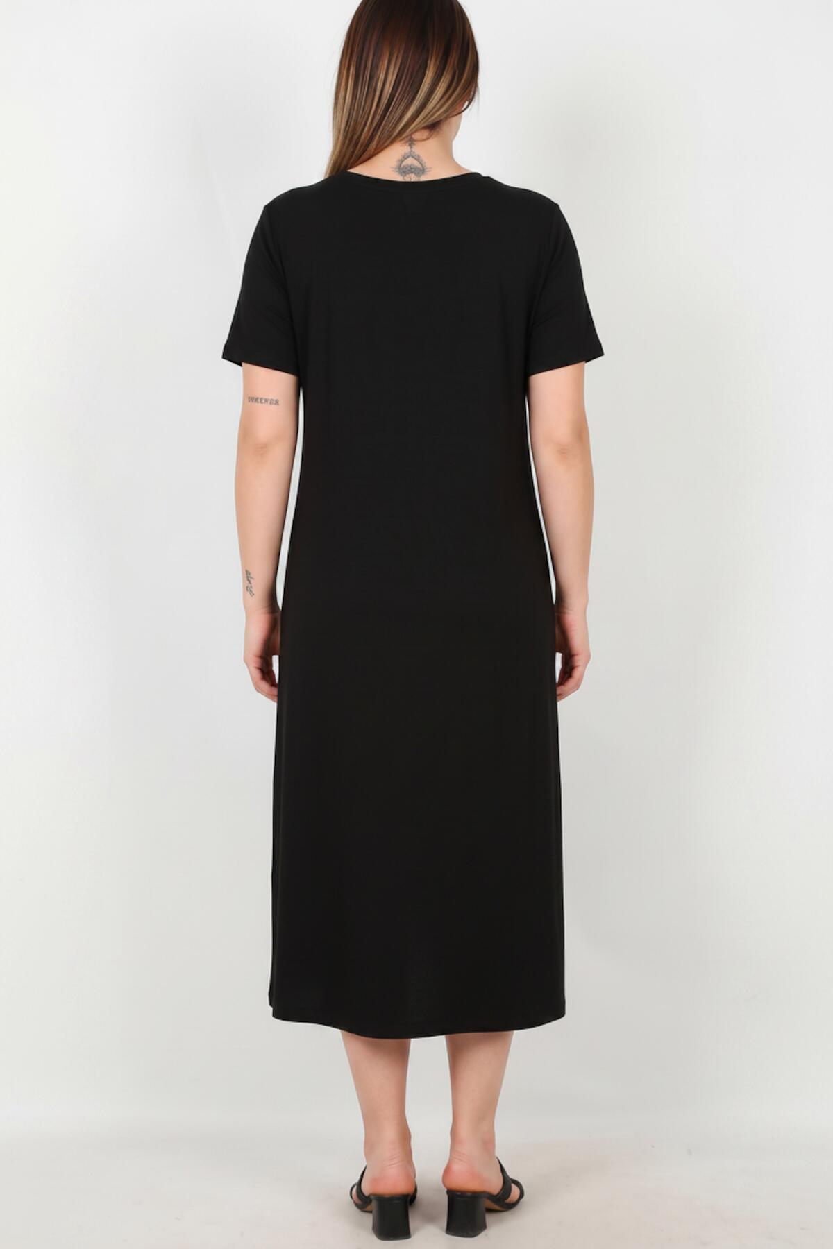 Oversized Dress With Side Pockets — Black