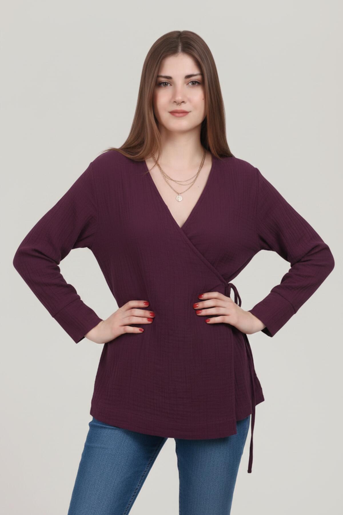 Plum Muslin Wrap Kimono Tunic