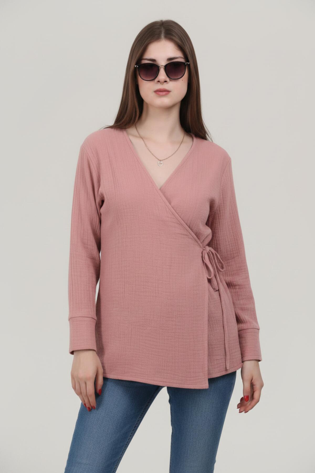 Mousseline Wikkel Kimono Tuniek — Roze