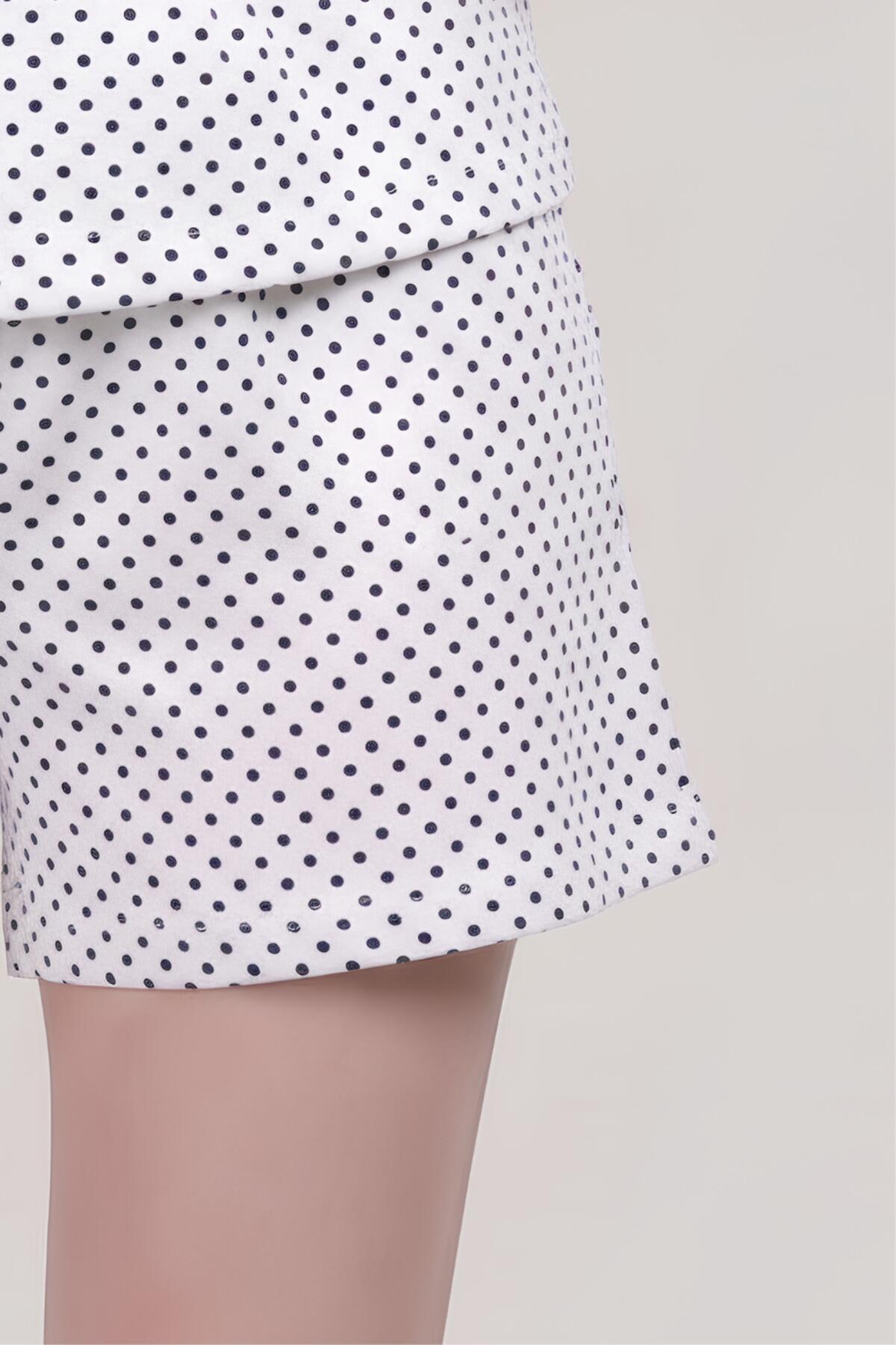 Kurzärmeliges Pyjama-Set mit Punkten – Grau