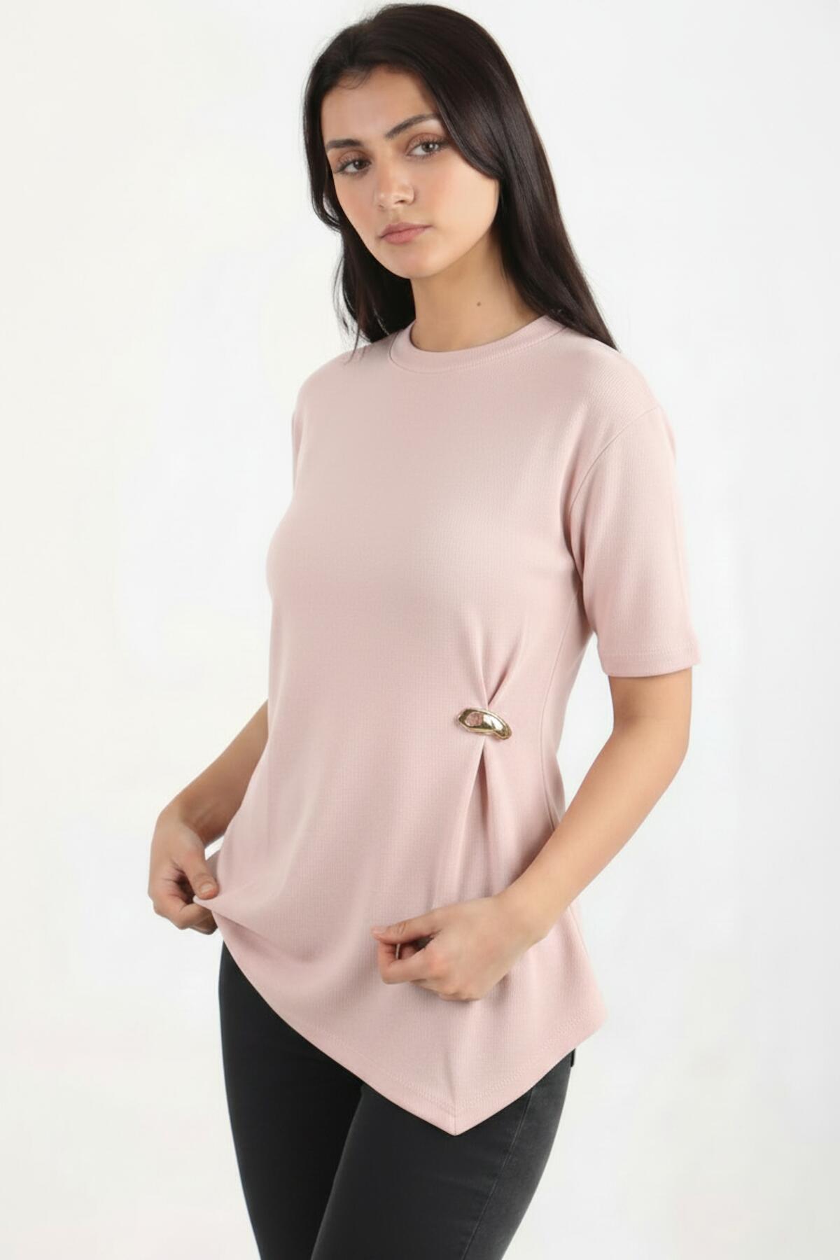 Blouse With Accessory Detail — Pink