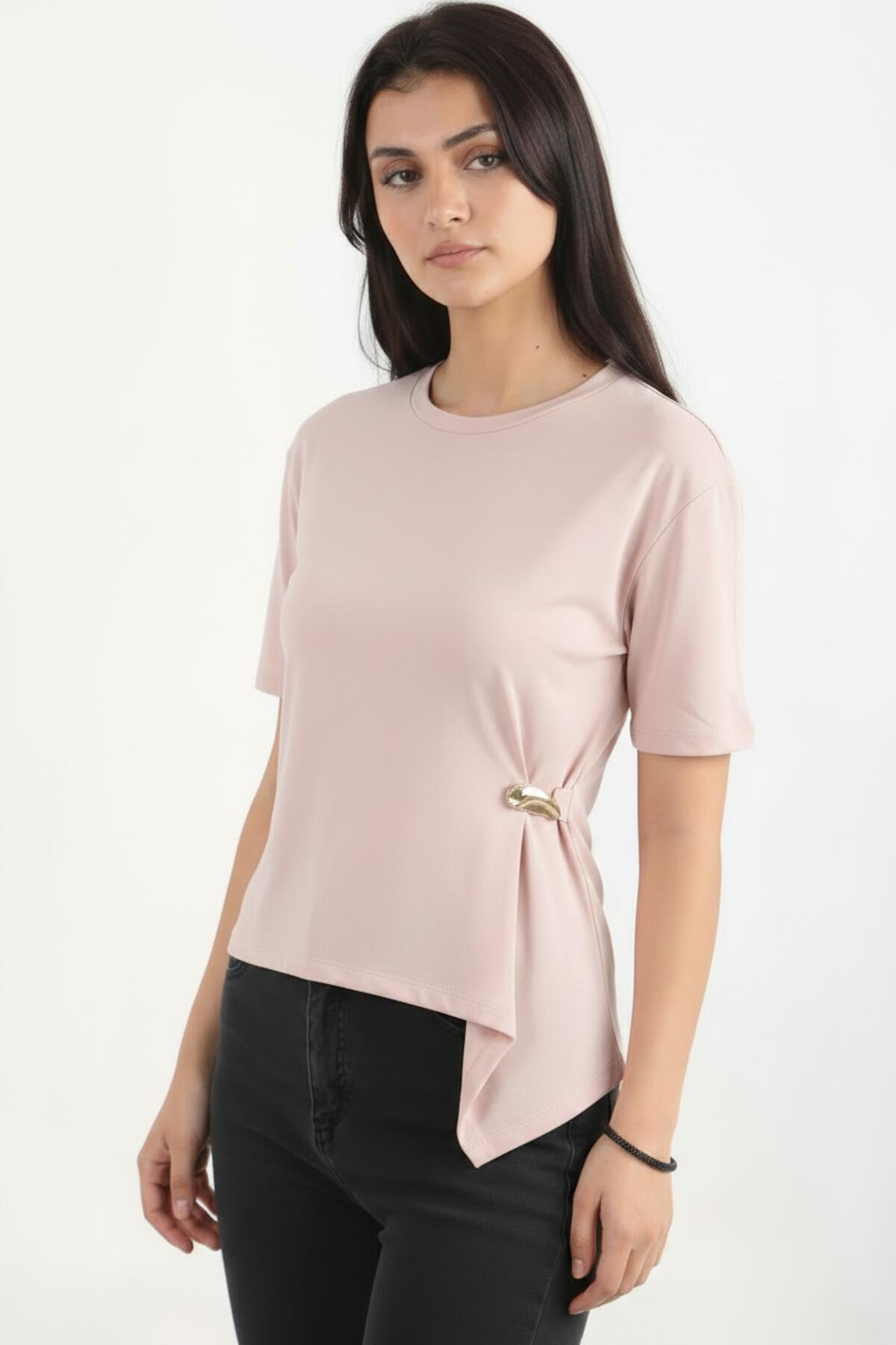 Bluse mit Accessoire-Detail – Pink