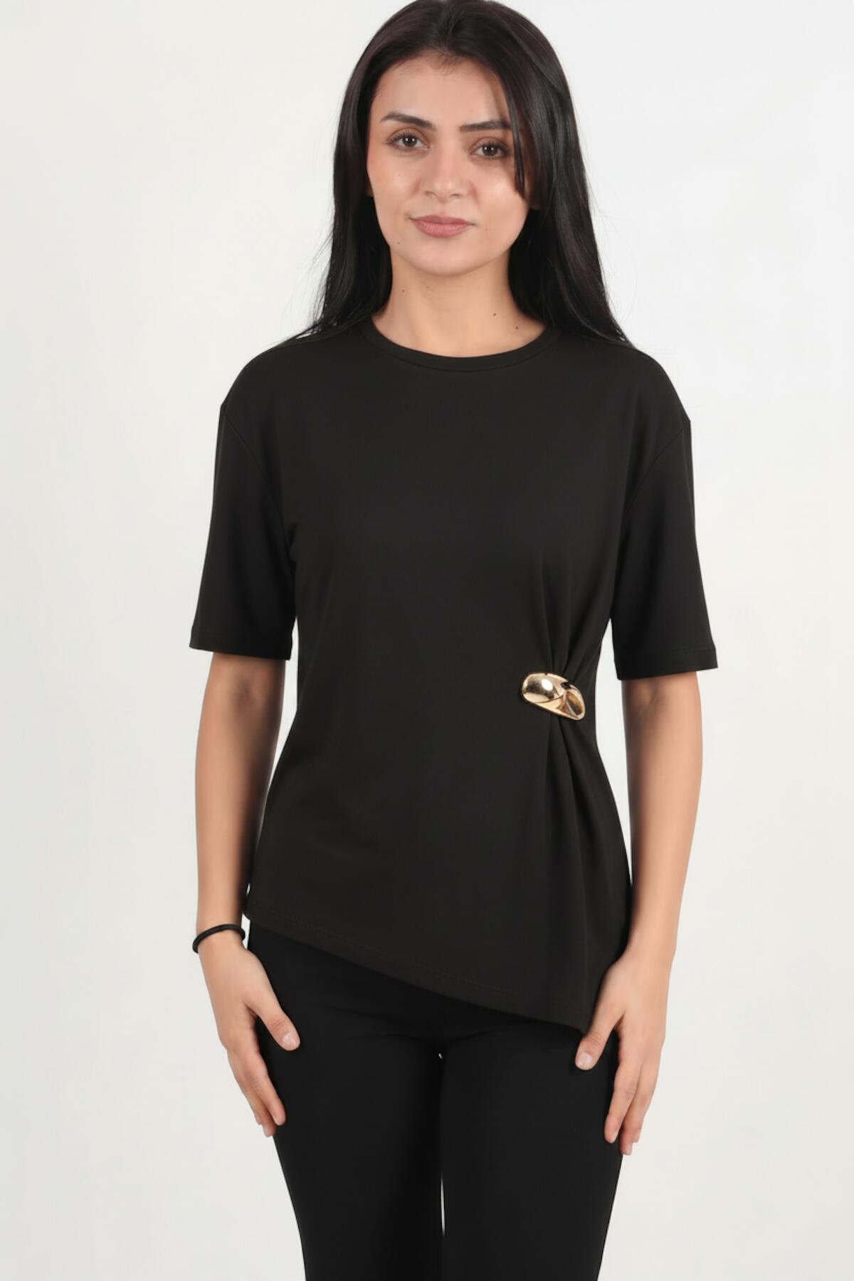Blouse With Accessory Detail — Black
