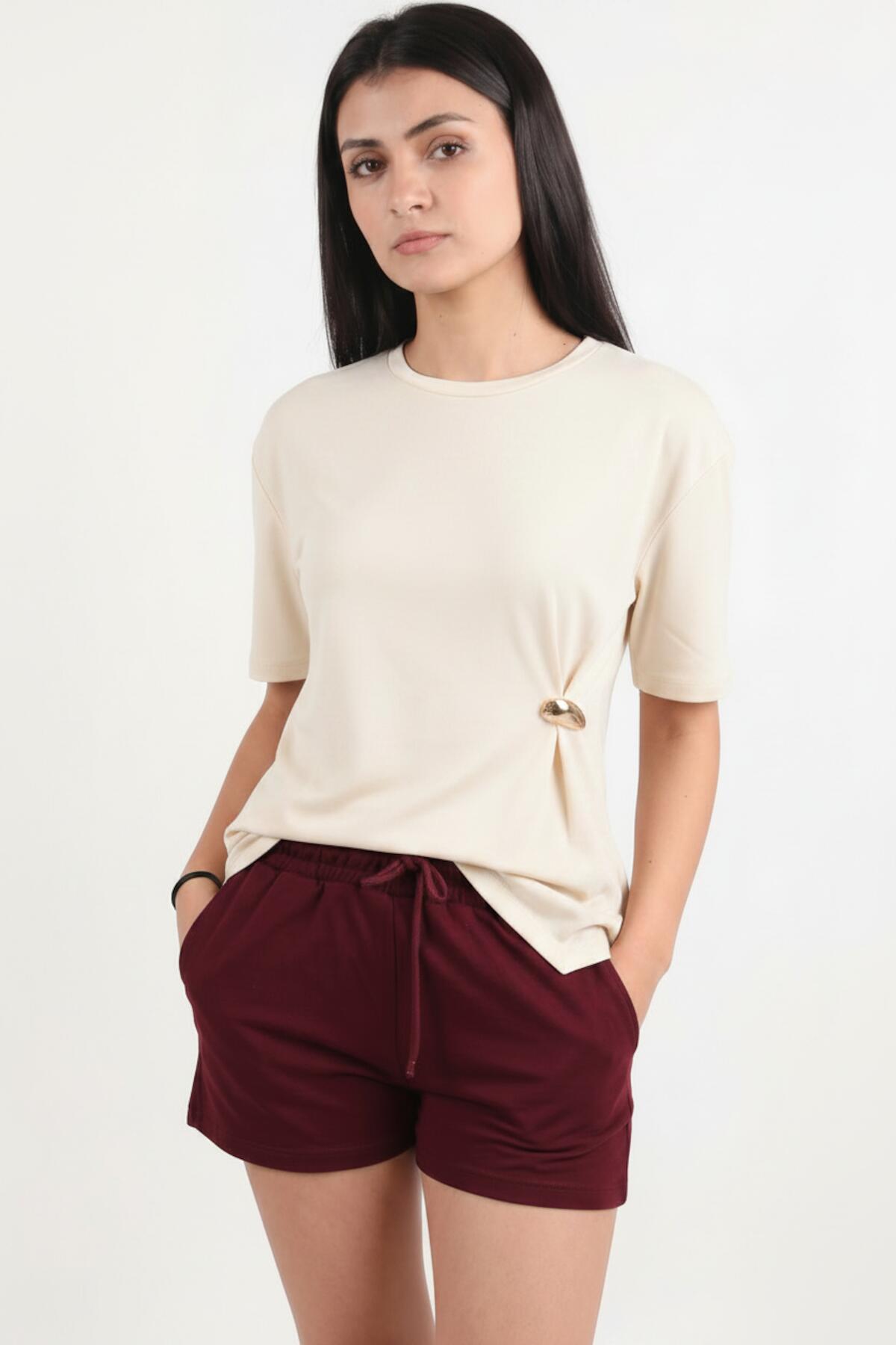 Blouse With Accessory Detail — Off‑White