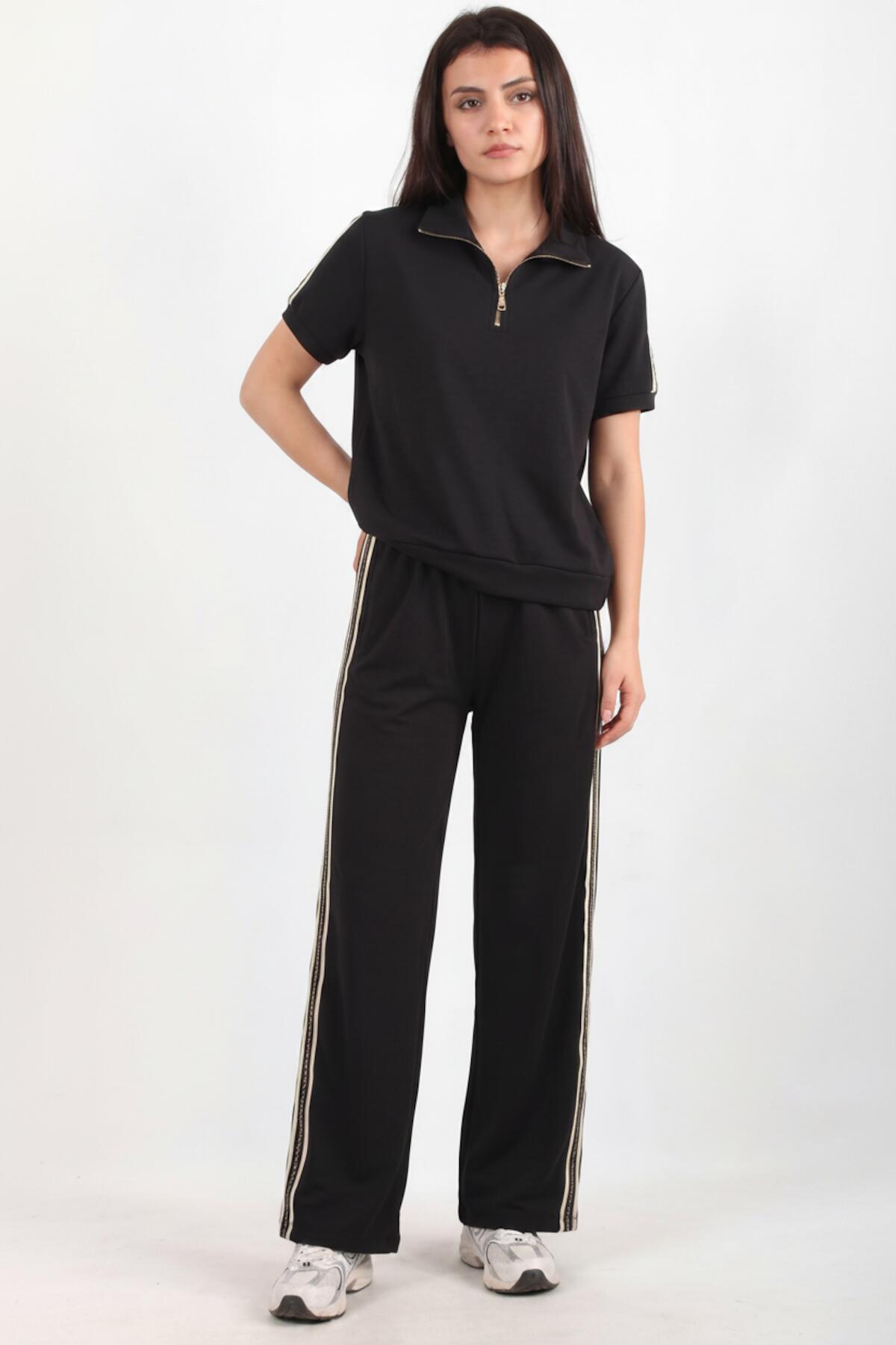 Half‑Zip Set With Side Stripe — Charcoal