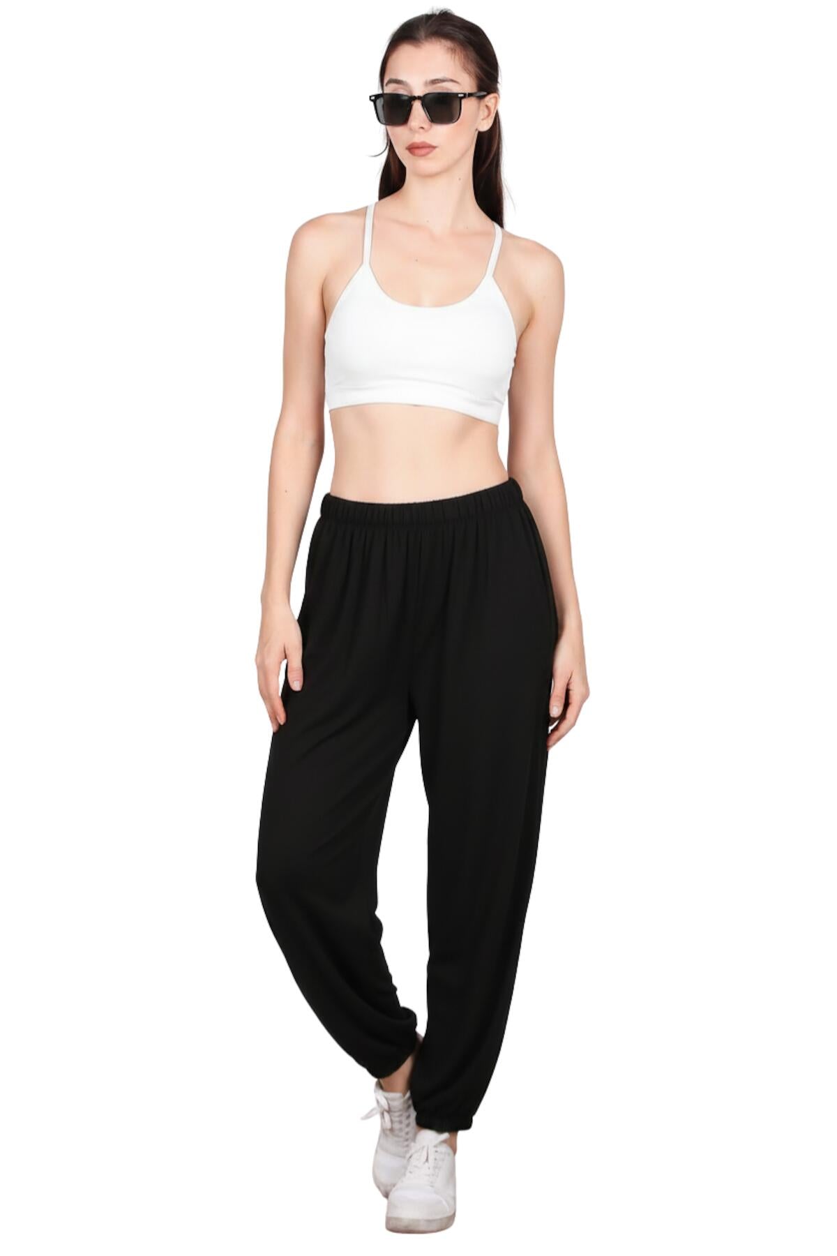 Zijwaarts te Strikken Shalwar Broek — Zwart