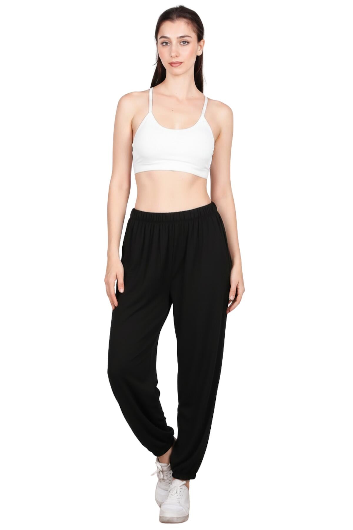 Zijwaarts te Strikken Shalwar Broek — Zwart