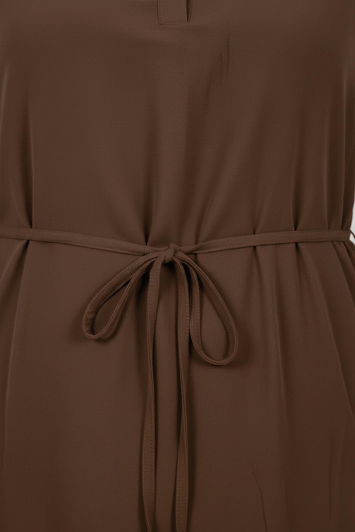 Modal-Cupra-Hemdblusenkleid in großen Größen — Braun