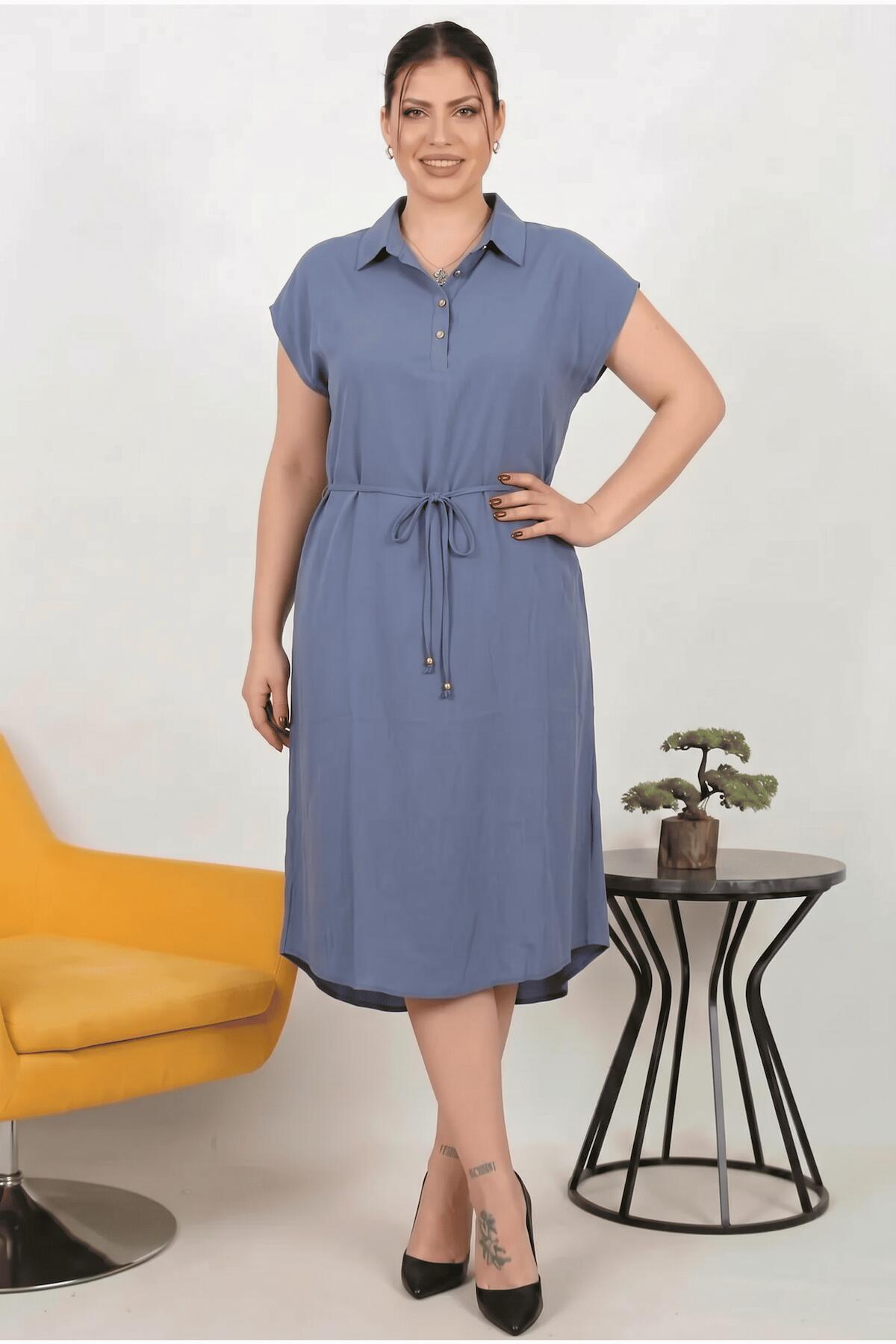 Plus - Size Modal Cupra Shirt Dress, Indigo