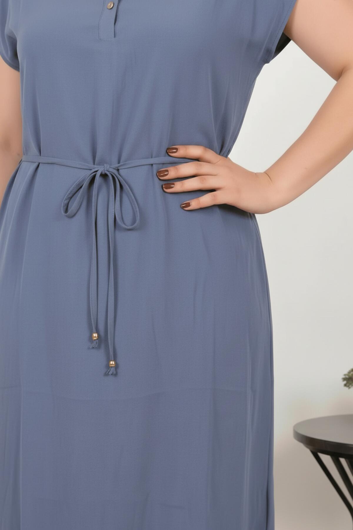 Großes Hemdblusenkleid aus Modal-Cupra, Indigo