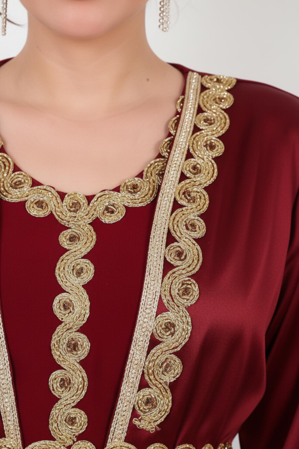 Plus - Size Embroidered Dress — Burgundy