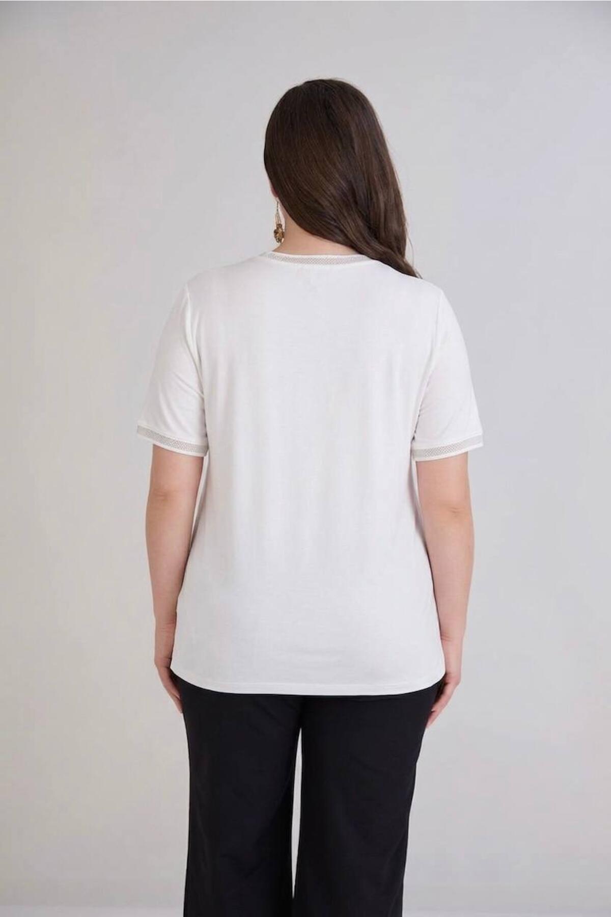 Plus - Size Bow - Detail Jersey Top — Cream