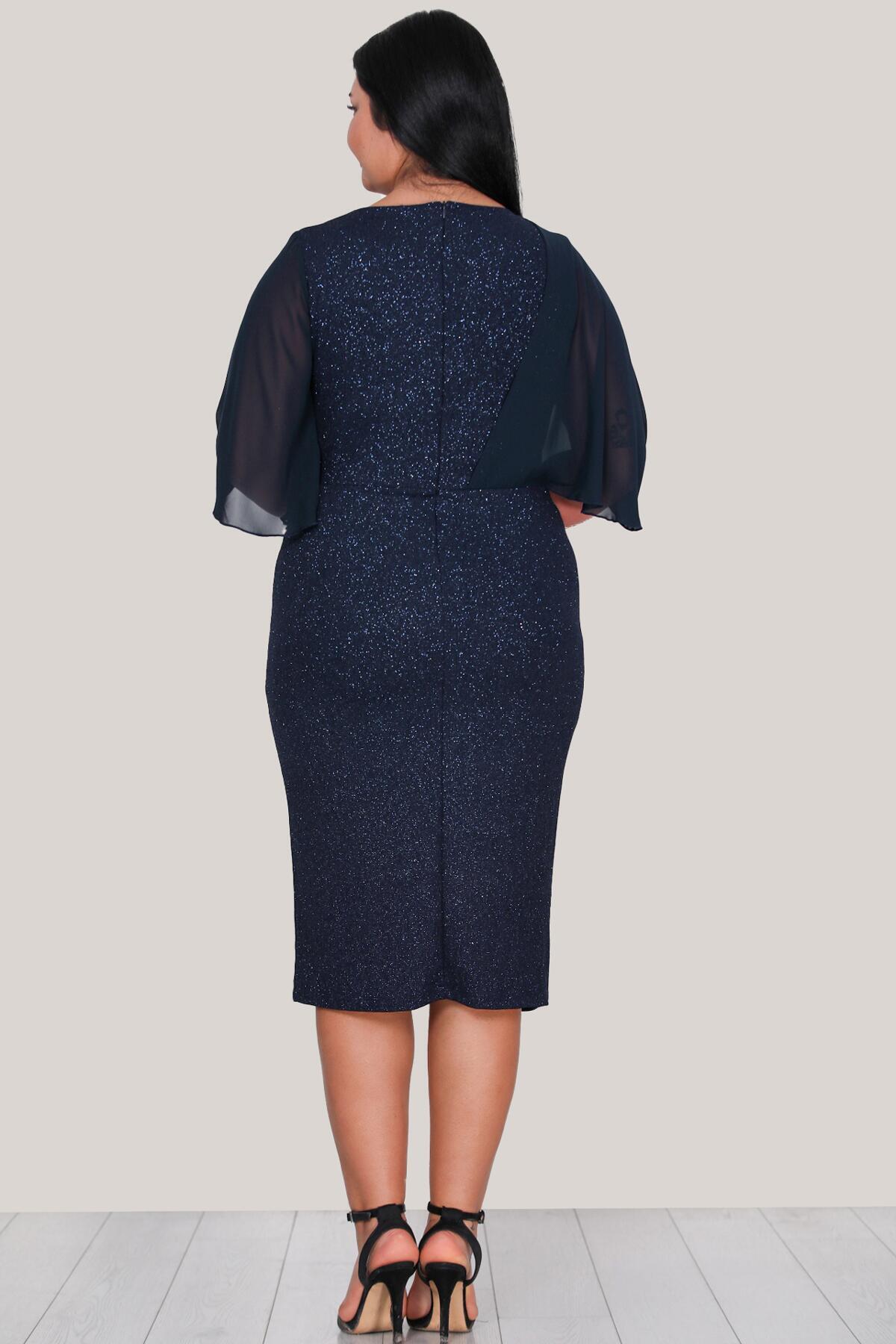 Plus - Size Glitter Midi Dress — Navy