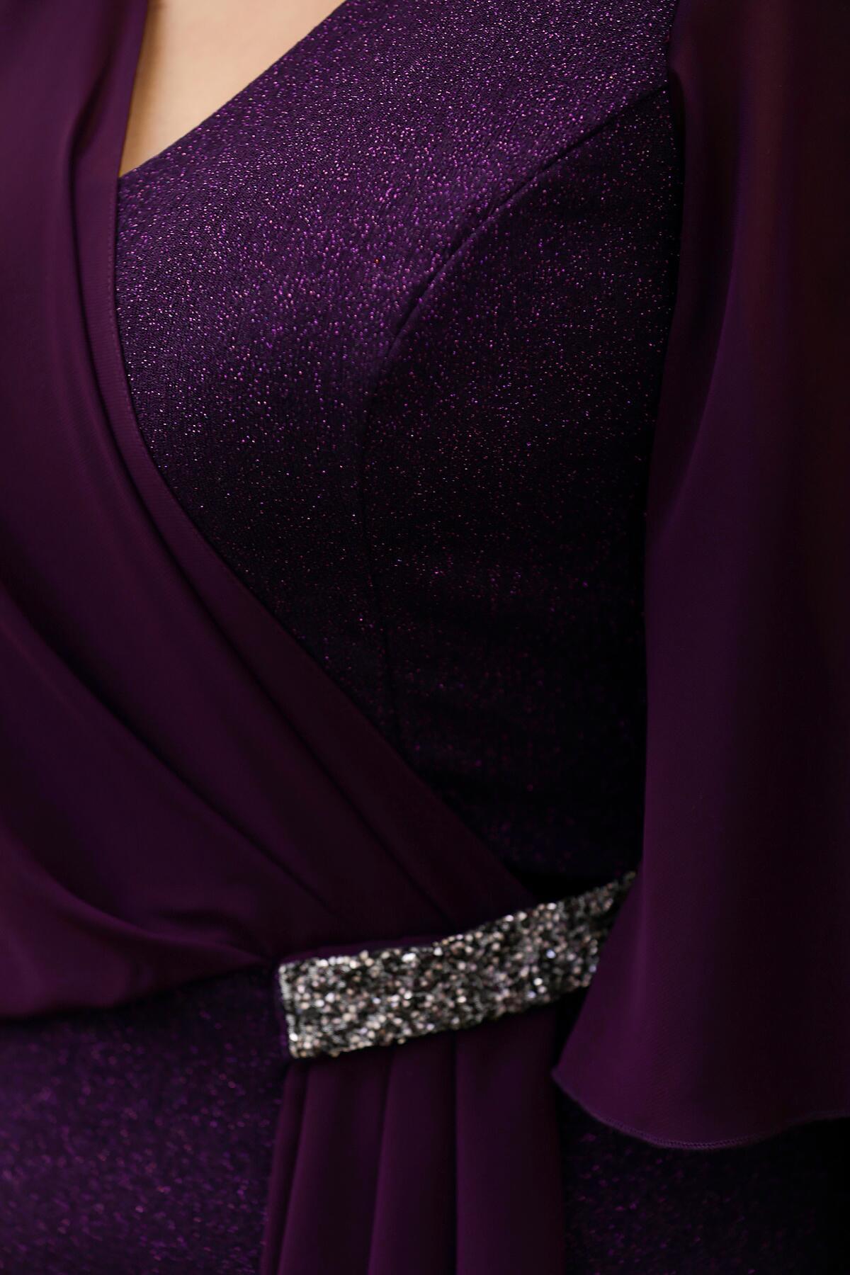 Glitzer-Midikleid in großen Größen — Lila