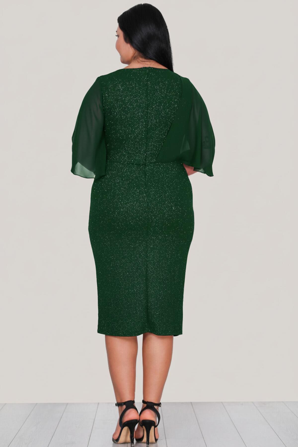 Plus - Size Glitter Midi Dress — Emerald