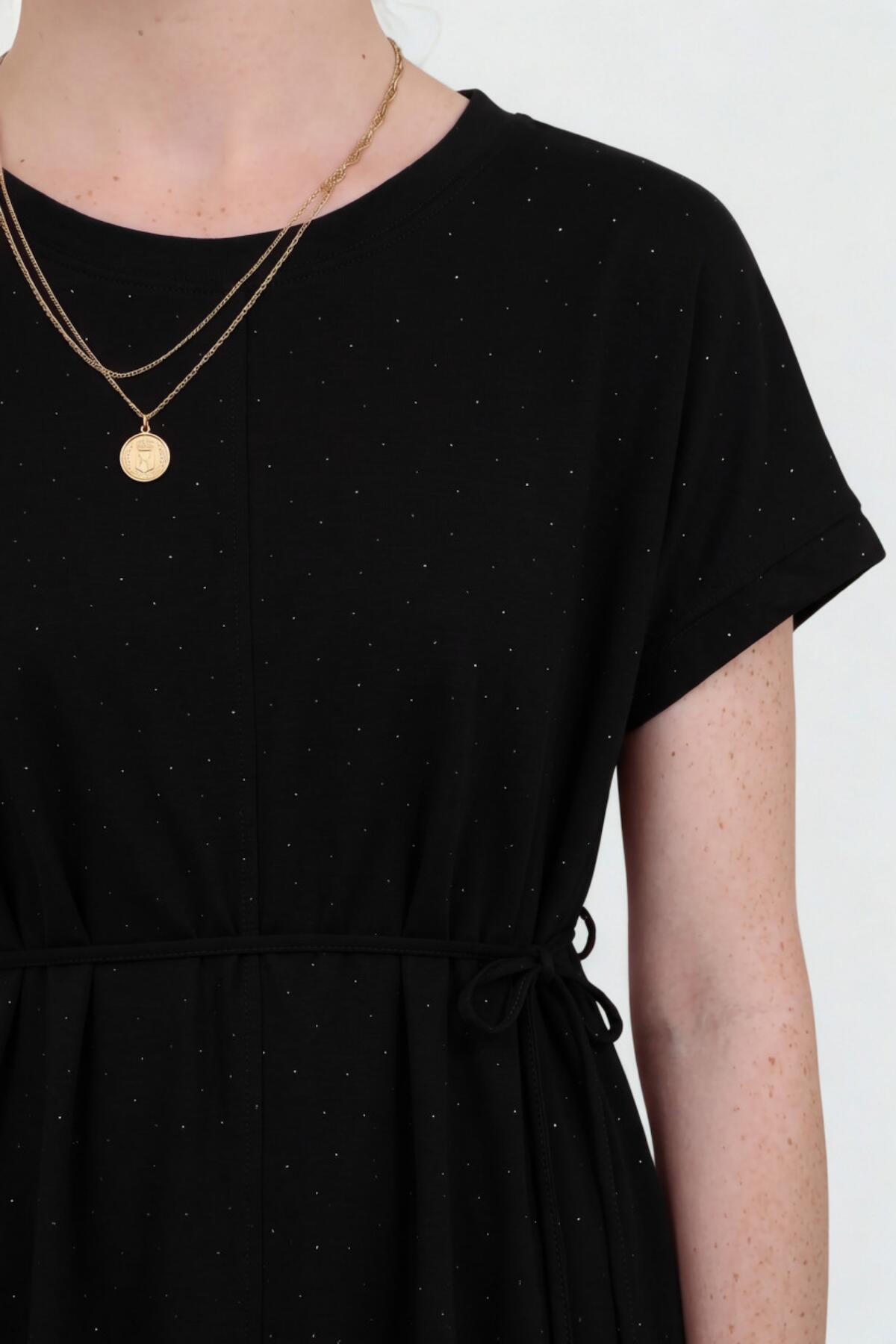 Oysho Stone - Embellished Short - Sleeve Blouse — Black