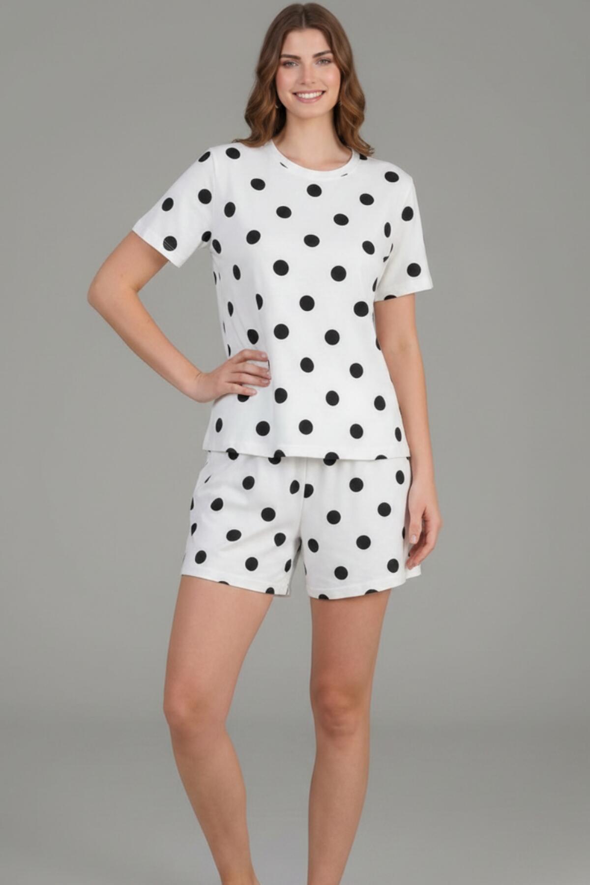 Kurzer Pyjama mit weißem Muster