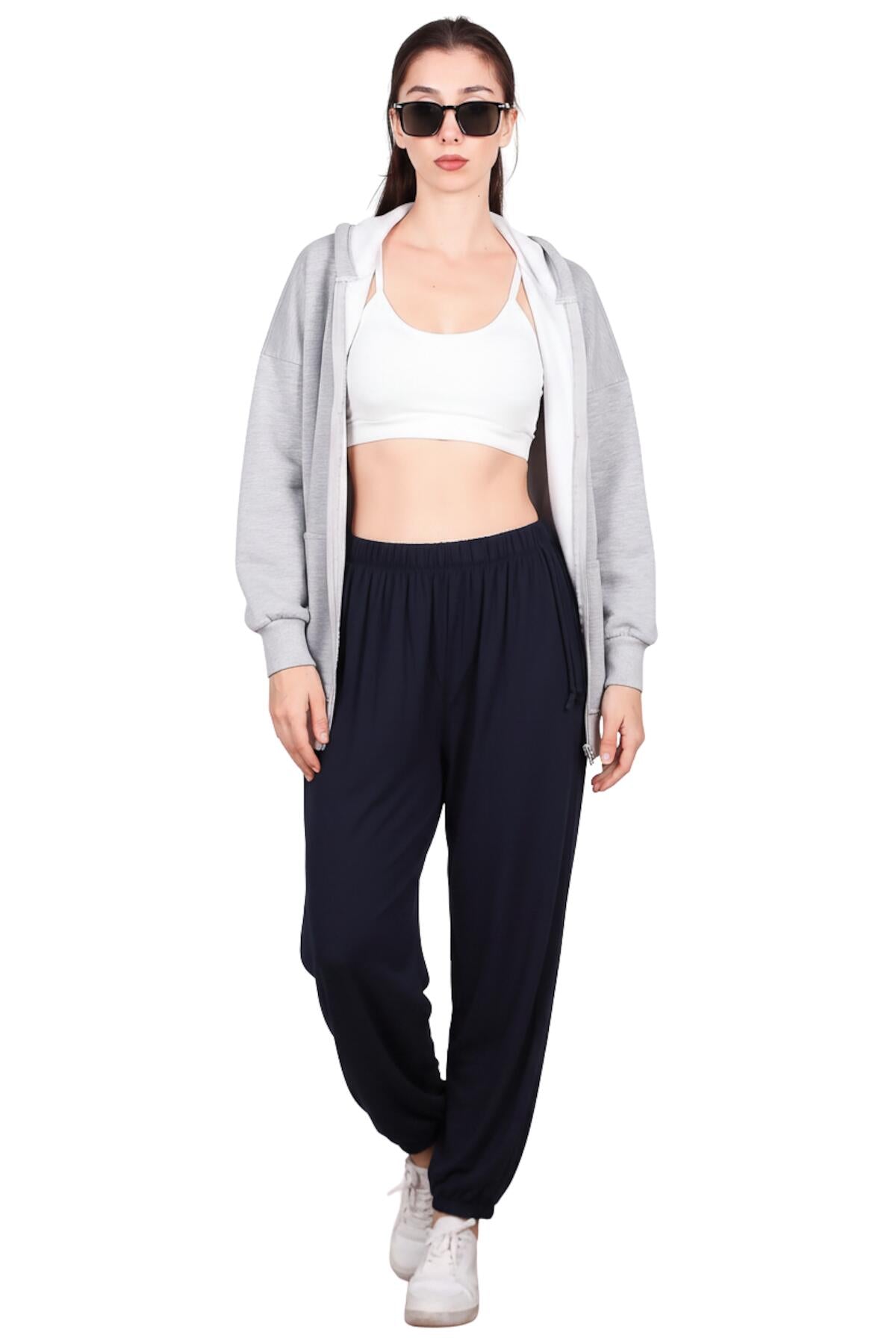 Shalvar-broek met strik aan de zijkant — Marineblauw